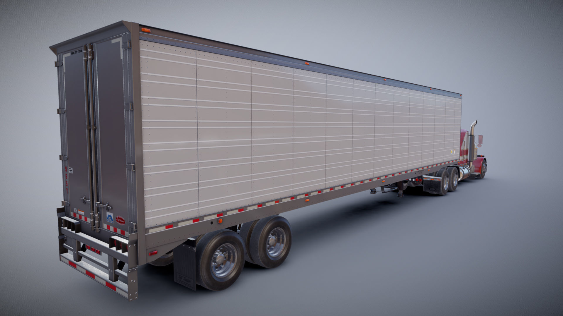 Peterbilt 359 refrigerated van trailer Low-poly 3D model_35