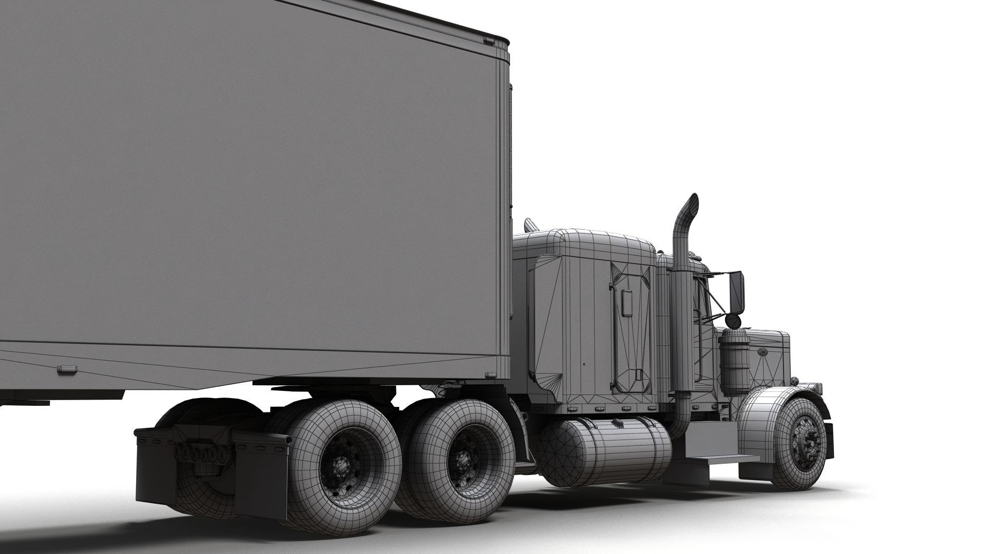 Peterbilt 359 refrigerated van trailer Low-poly 3D model_19