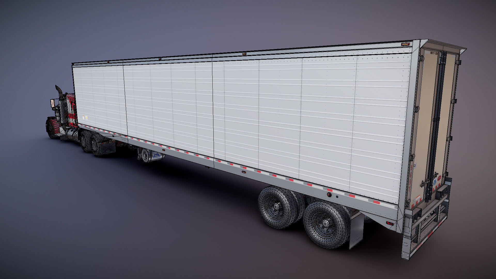 Peterbilt 359 refrigerated van trailer Low-poly 3D model_43