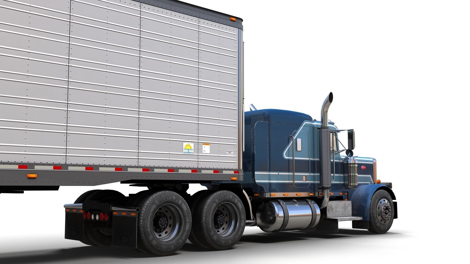 Peterbilt 359 refrigerated van trailer Low-poly 3D model_9