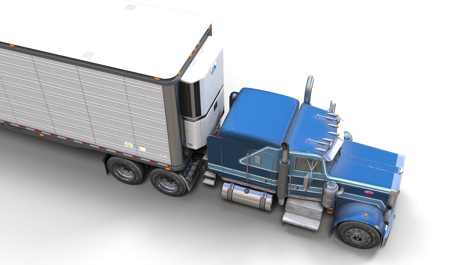 Peterbilt 359 refrigerated van trailer Low-poly 3D model_6