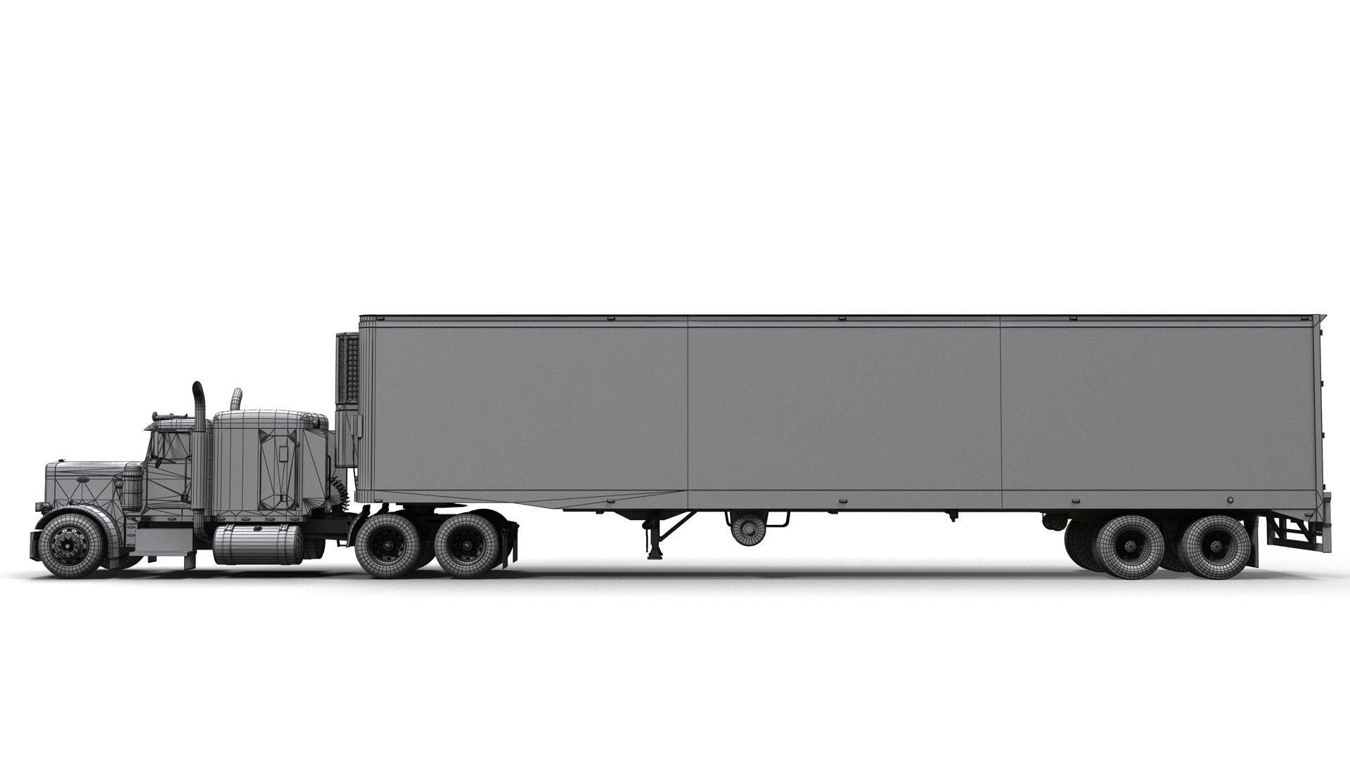 Peterbilt 359 refrigerated van trailer Low-poly 3D model_20