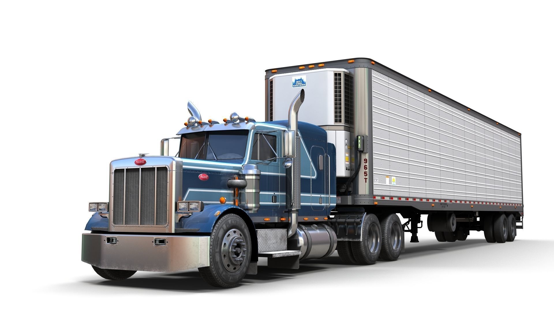 Peterbilt 359 refrigerated van trailer Low-poly 3D model_11