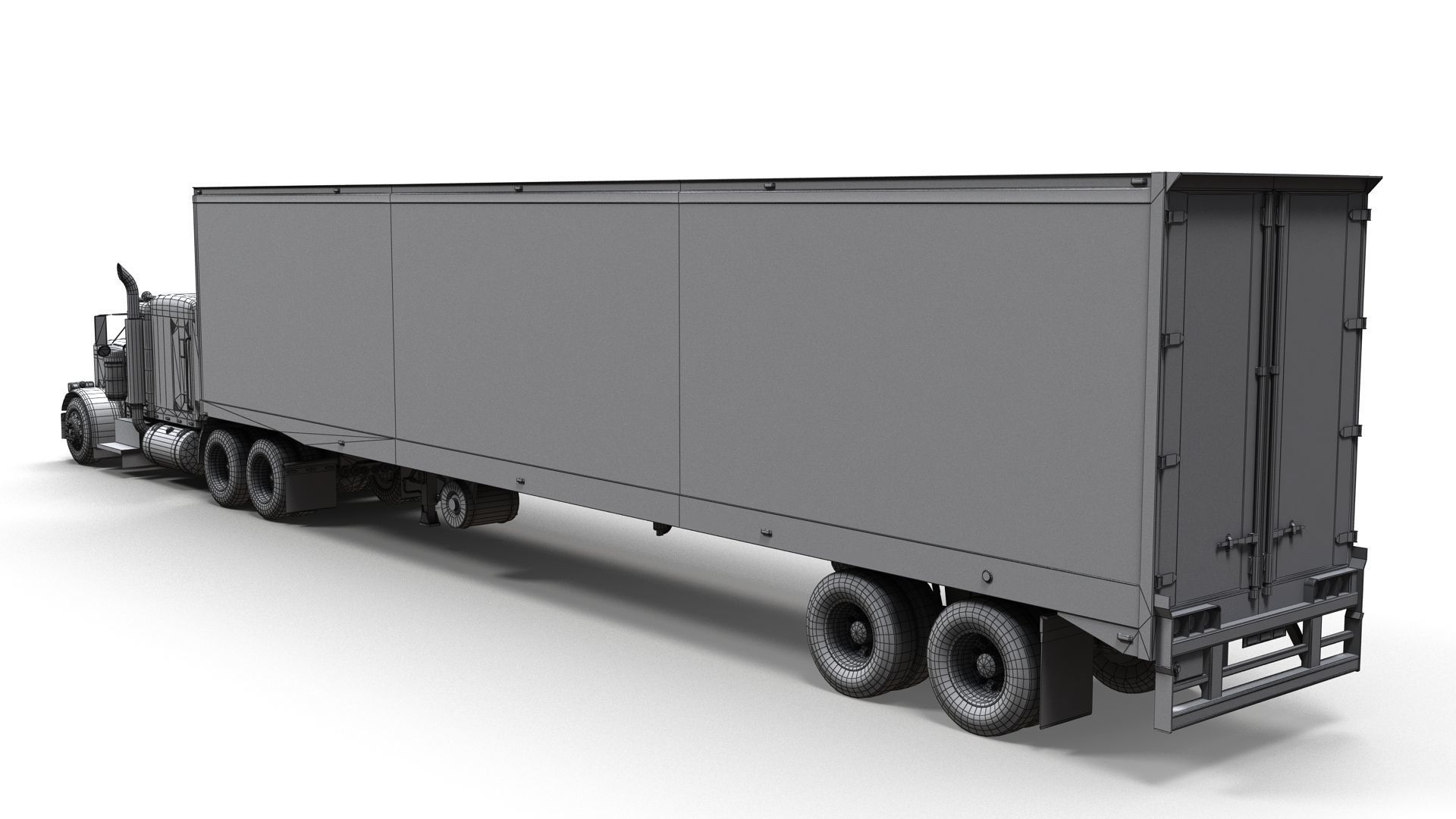 Peterbilt 359 refrigerated van trailer Low-poly 3D model_17