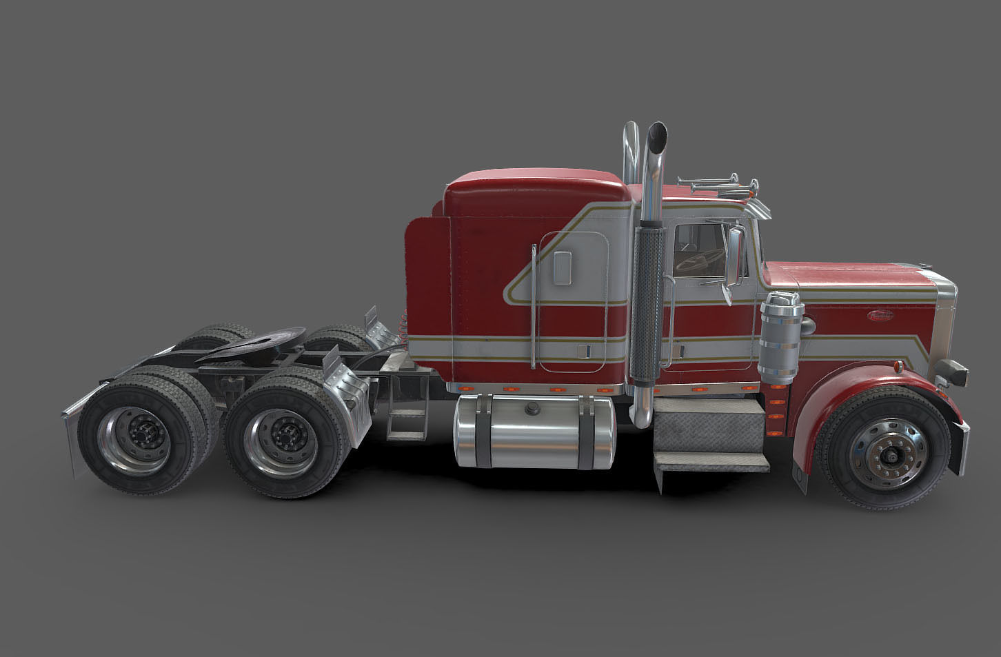 Peterbilt 359 refrigerated van trailer Low-poly 3D model_38