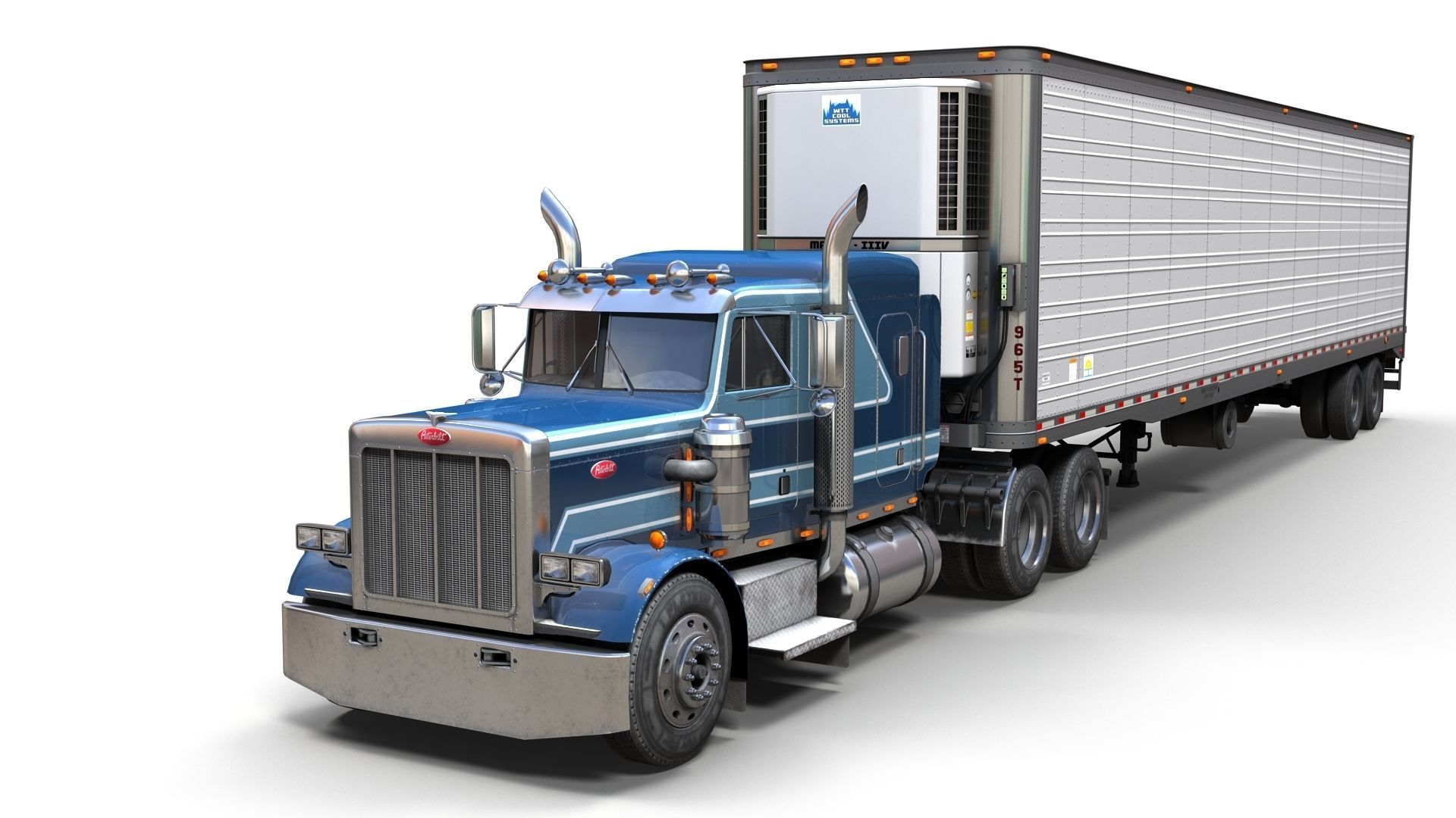 Peterbilt 359 refrigerated van trailer Low-poly 3D model_2