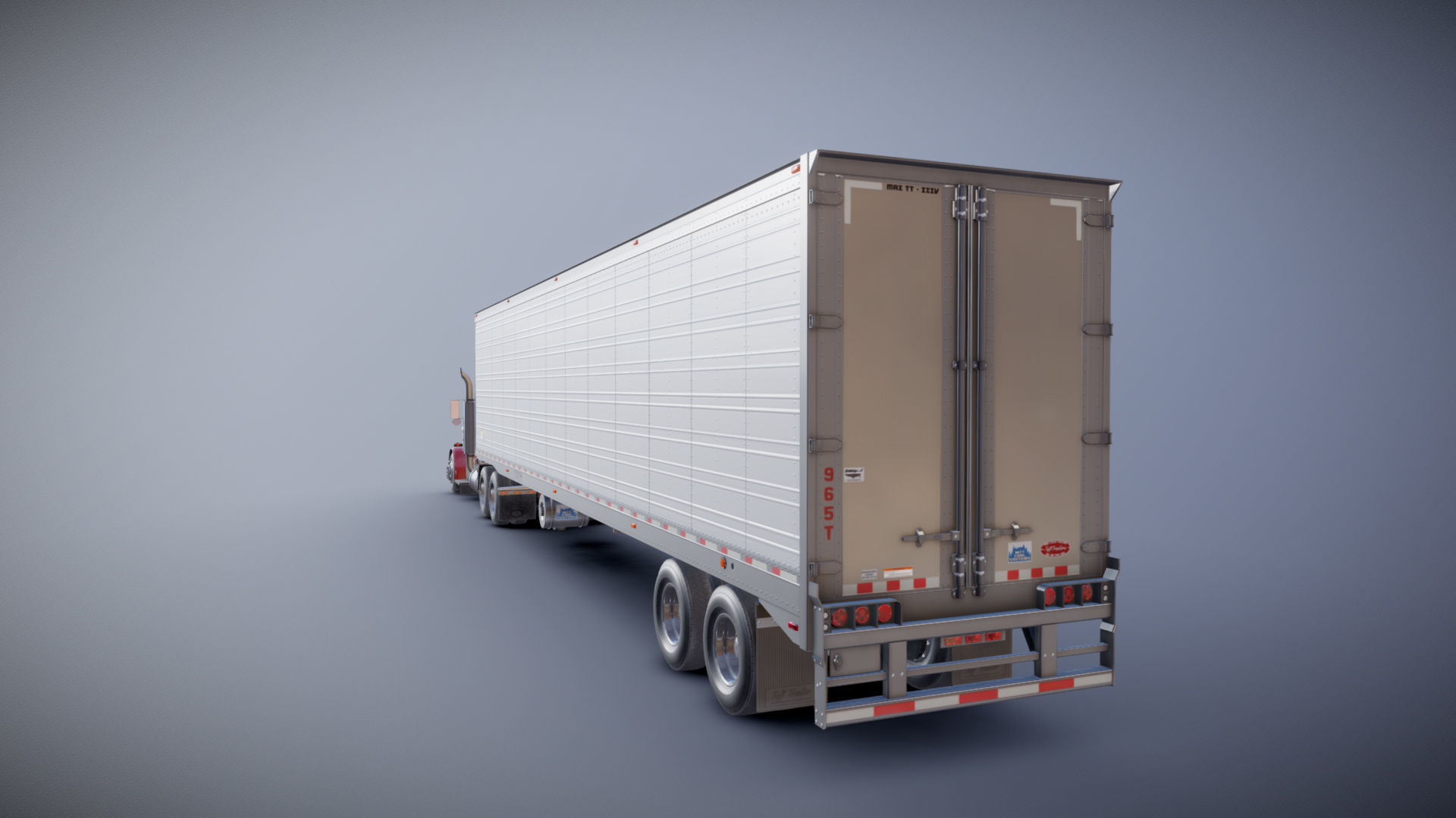 Peterbilt 359 refrigerated van trailer Low-poly 3D model_28