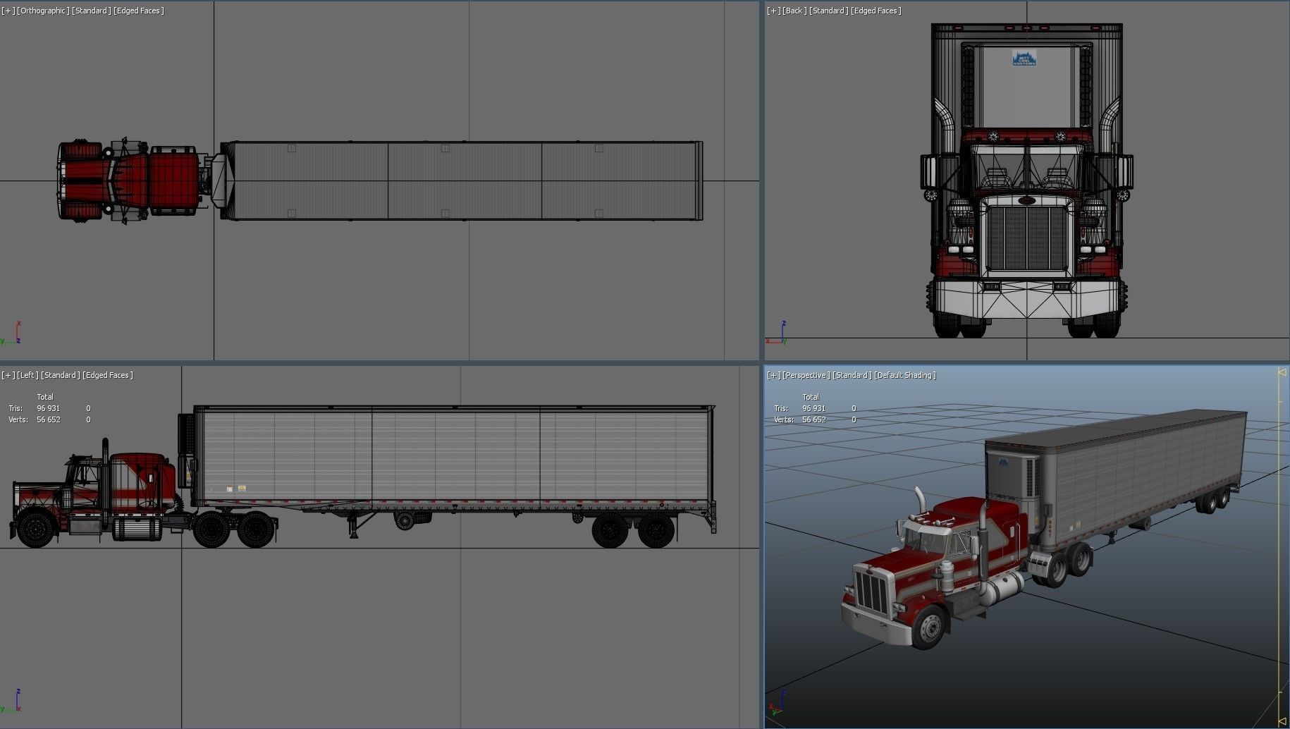 Peterbilt 359 refrigerated van trailer Low-poly 3D model_53