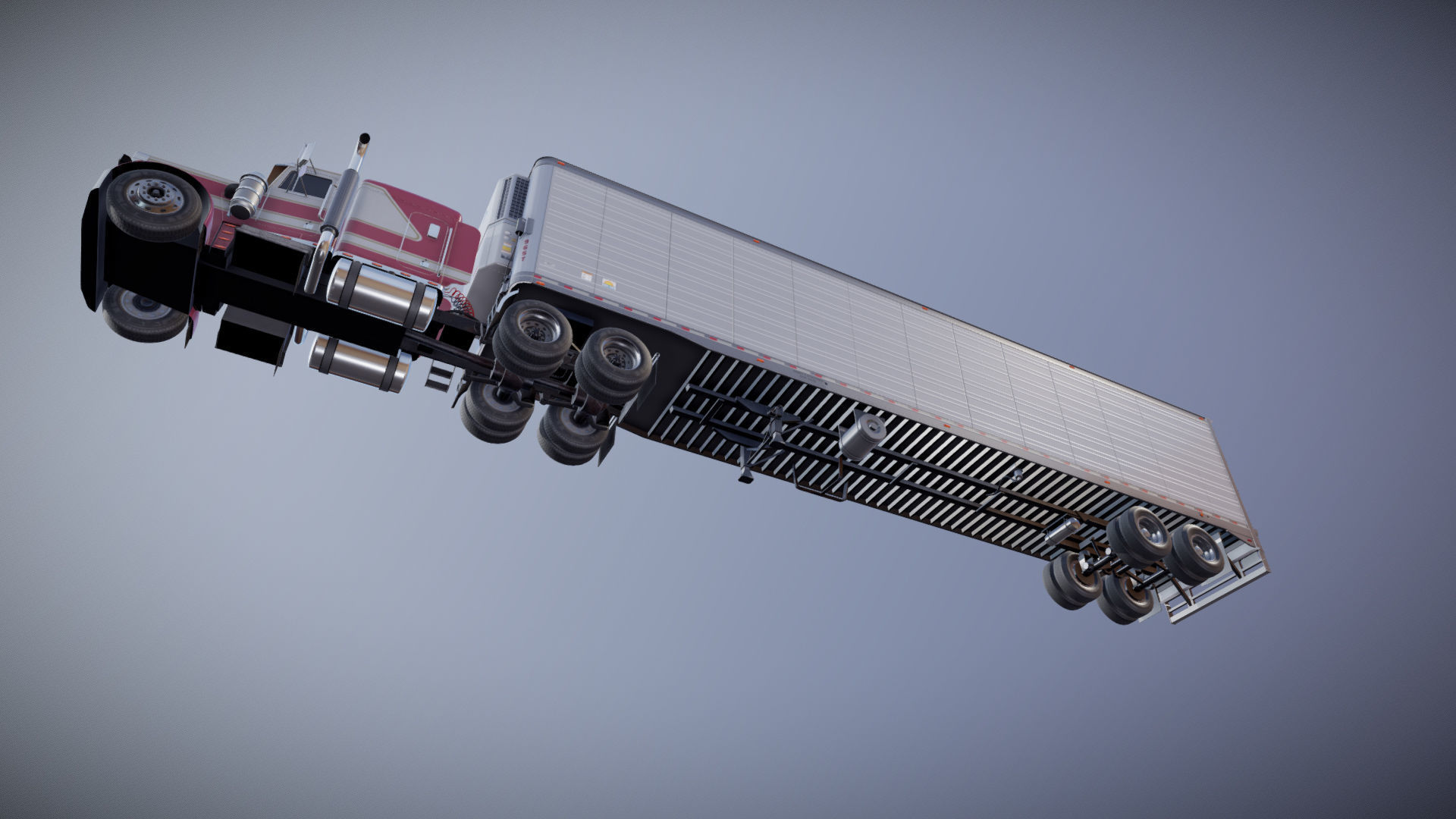 Peterbilt 359 refrigerated van trailer Low-poly 3D model_33