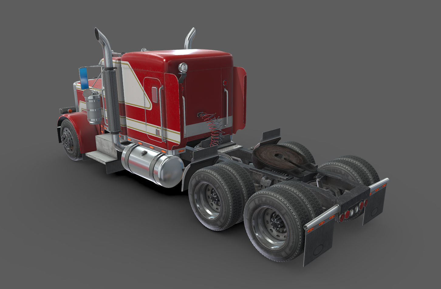 Peterbilt 359 refrigerated van trailer Low-poly 3D model_37