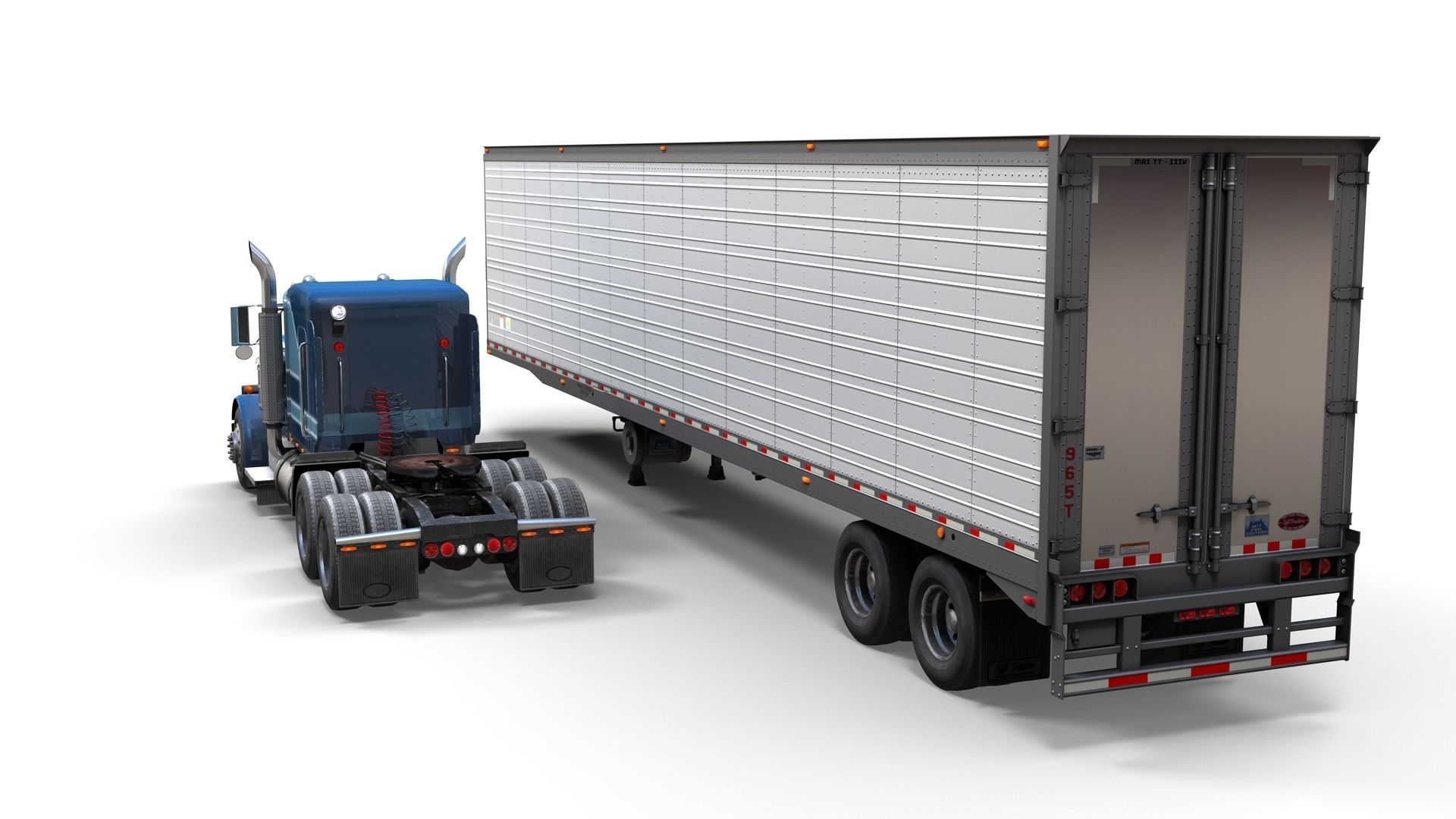 Peterbilt 359 refrigerated van trailer Low-poly 3D model_4