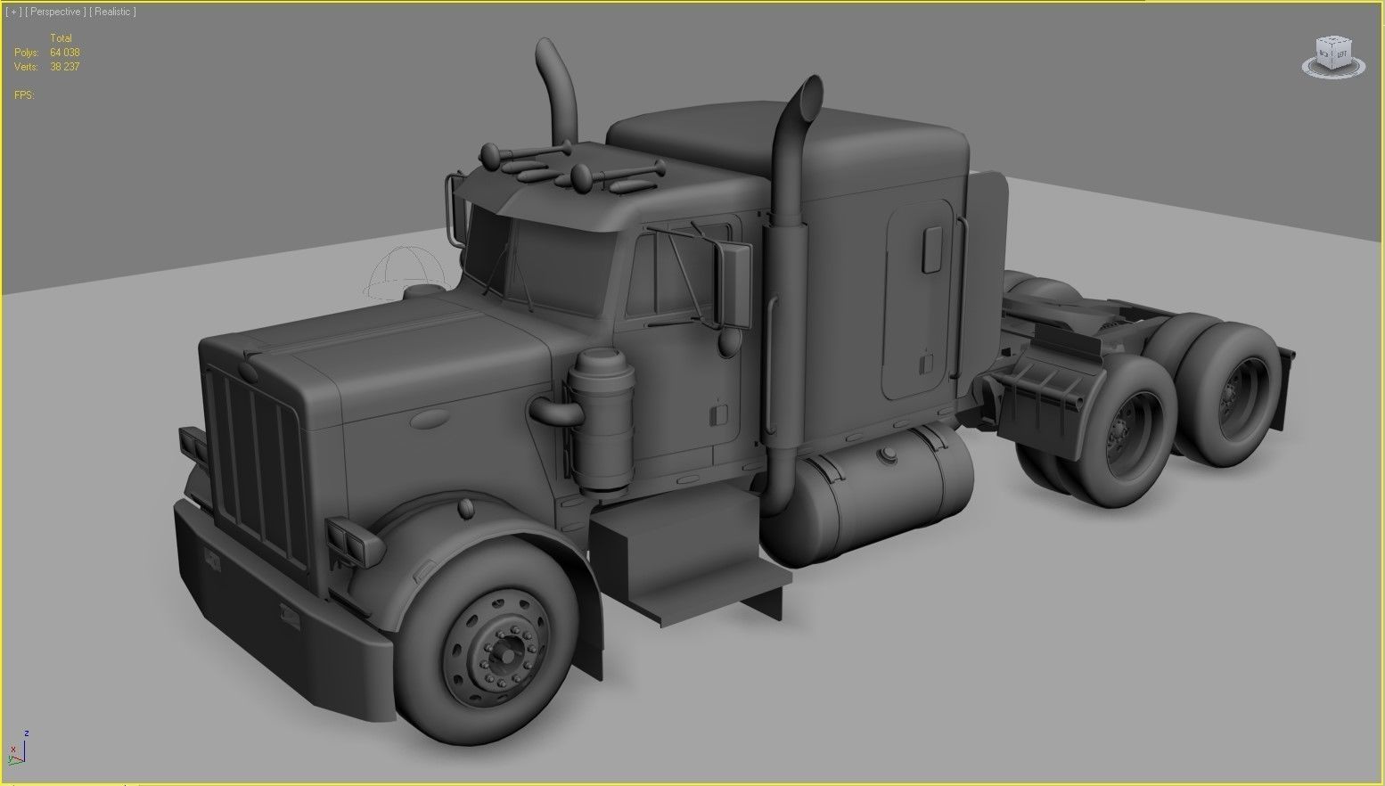 Peterbilt 359 refrigerated van trailer Low-poly 3D model_47