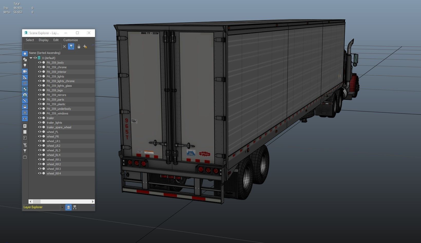 Peterbilt 359 refrigerated van trailer Low-poly 3D model_57