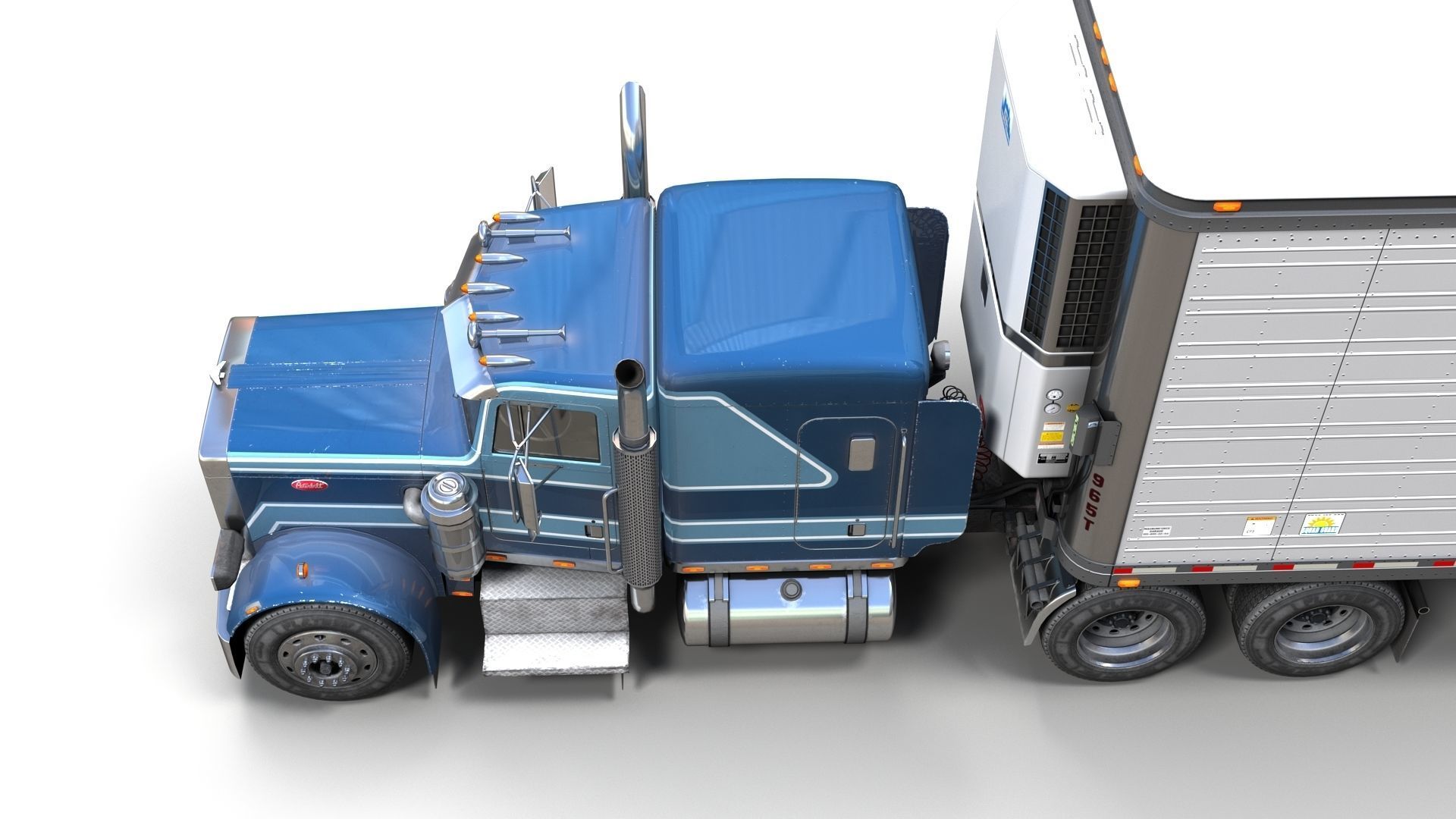 Peterbilt 359 refrigerated van trailer Low-poly 3D model_8