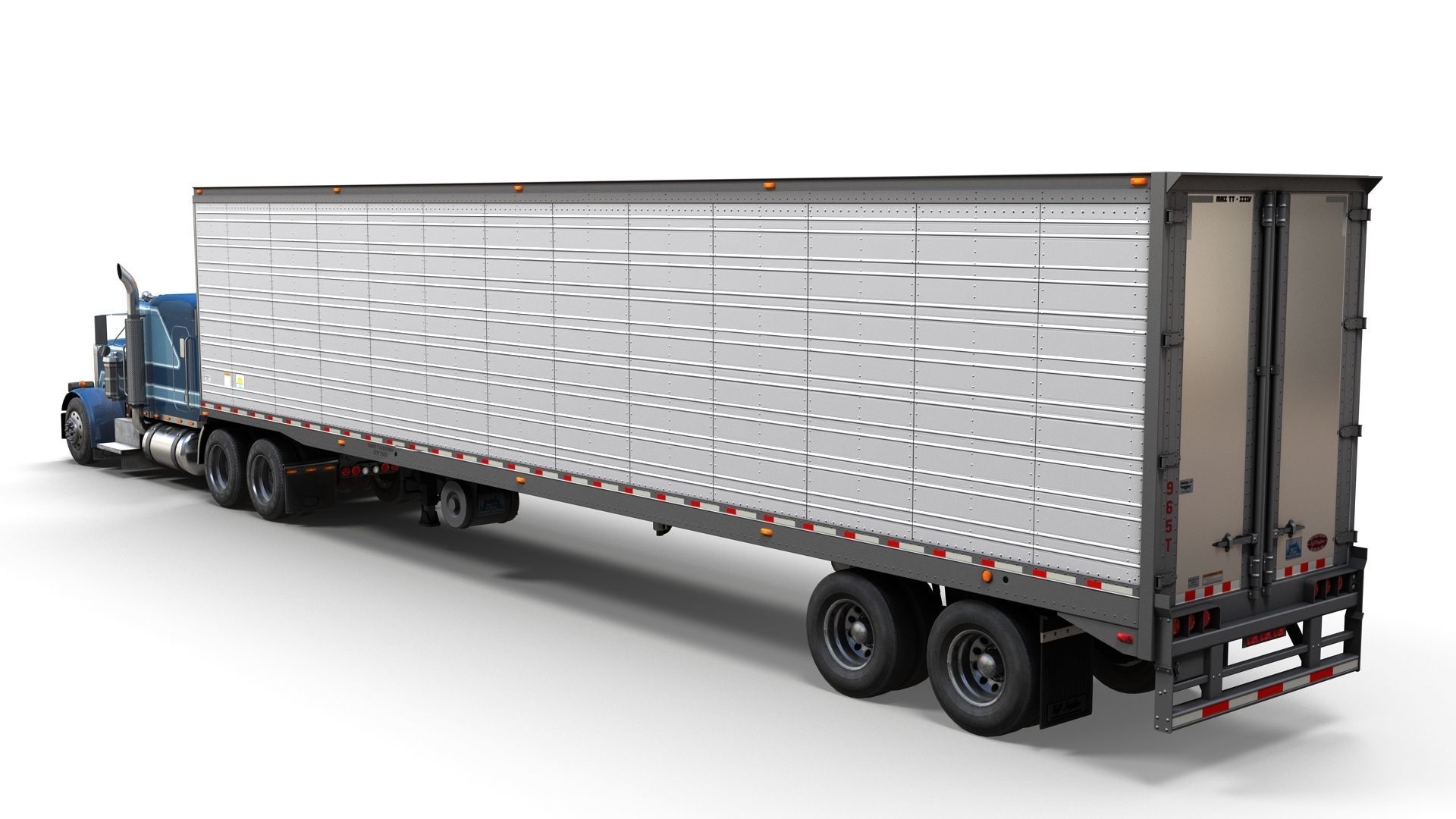 Peterbilt 359 refrigerated van trailer Low-poly 3D model_7