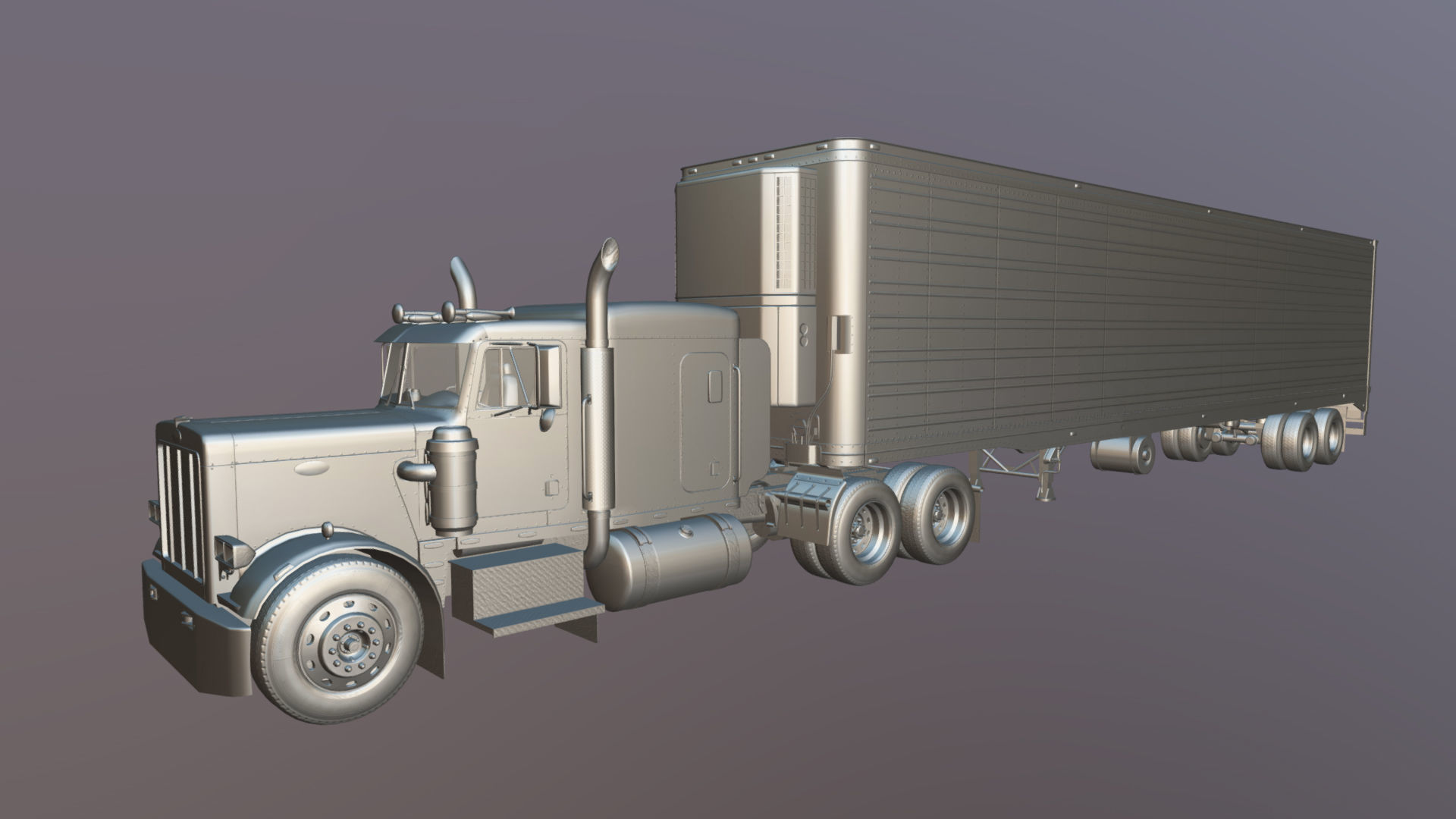 Peterbilt 359 refrigerated van trailer Low-poly 3D model_44