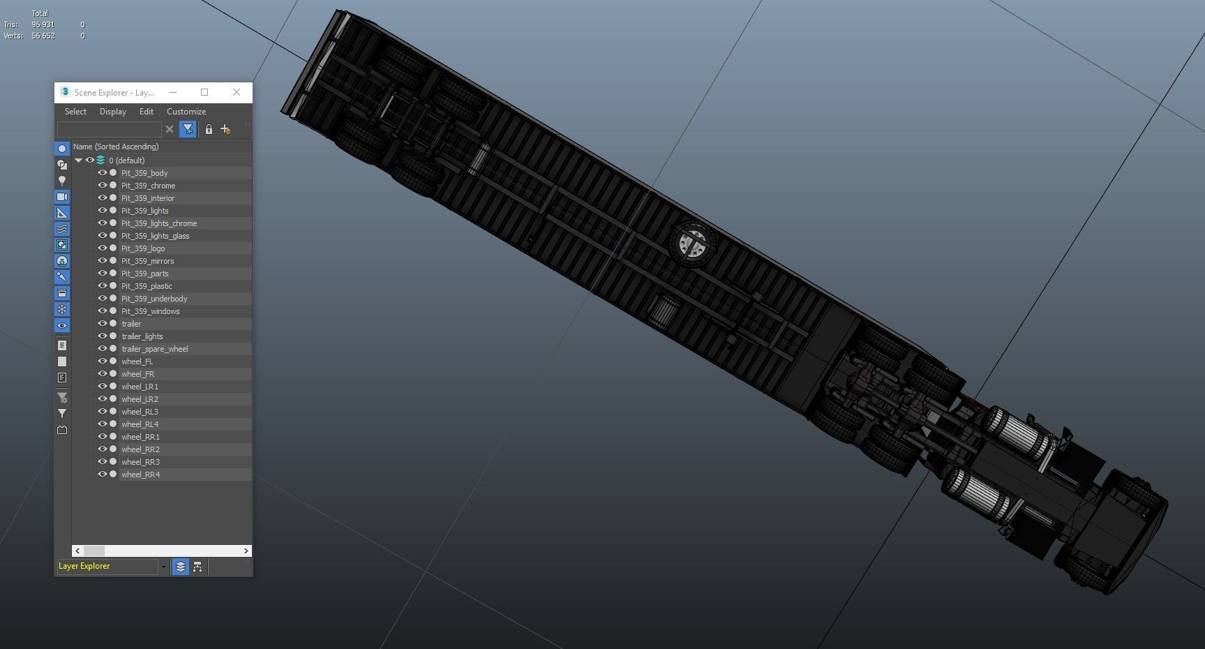 Peterbilt 359 refrigerated van trailer Low-poly 3D model_58