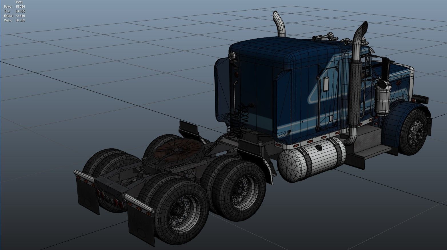 Peterbilt 359 refrigerated van trailer Low-poly 3D model_52