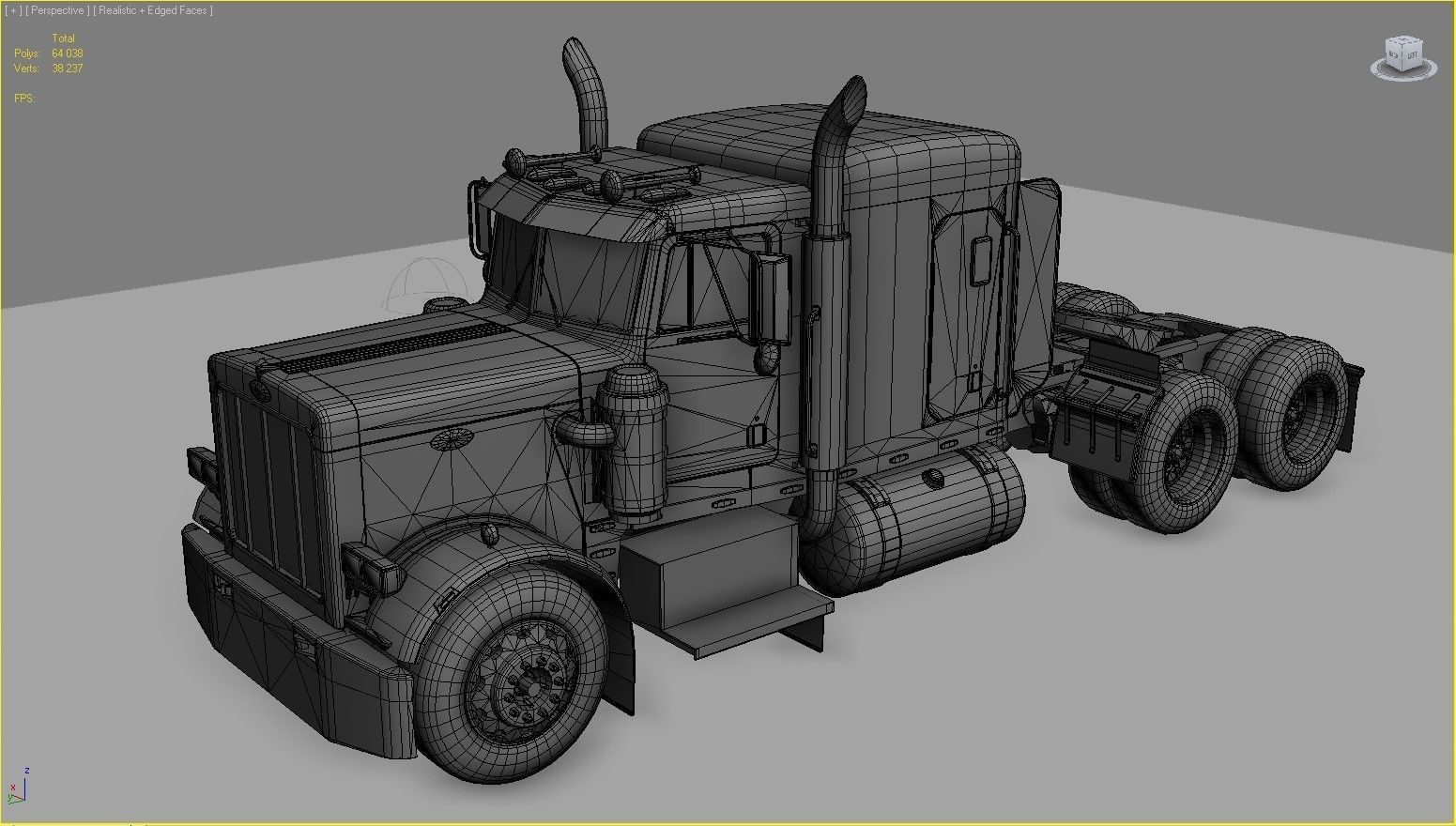 Peterbilt 359 refrigerated van trailer Low-poly 3D model_49