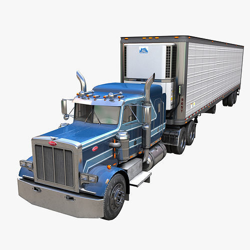 Peterbilt 359 refrigerated van trailer Low-poly 3D model