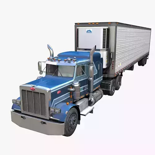 Peterbilt 359 refrigerated van trailer Low-poly 3D model