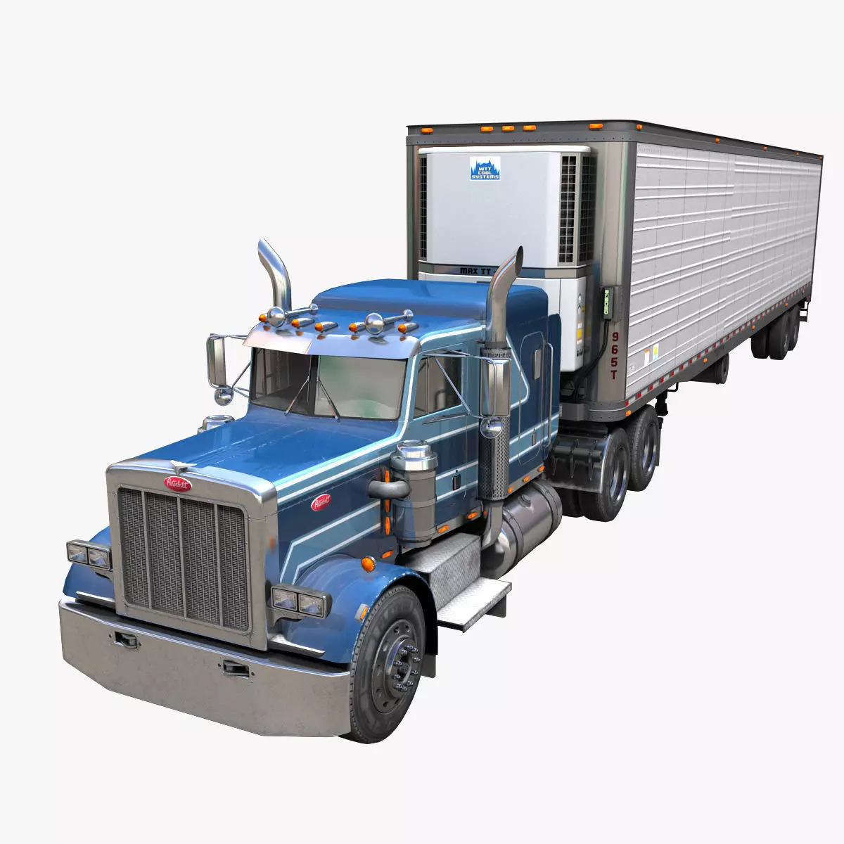 Peterbilt 359 refrigerated van trailer Low-poly 3D model_0