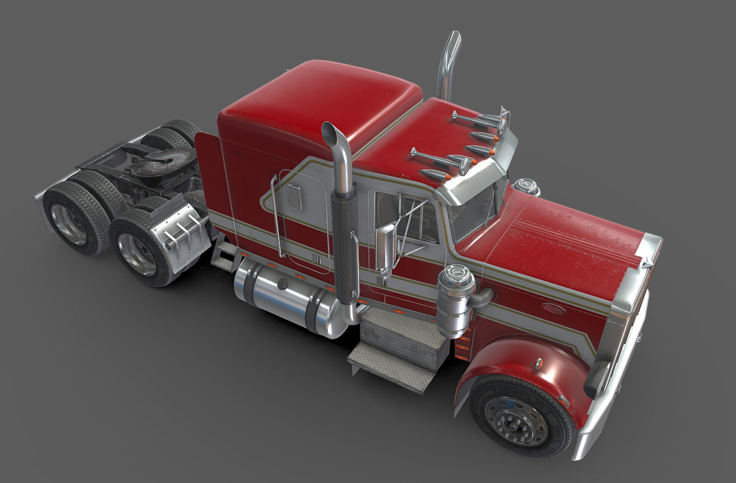 Peterbilt 359 refrigerated van trailer Low-poly 3D model_39