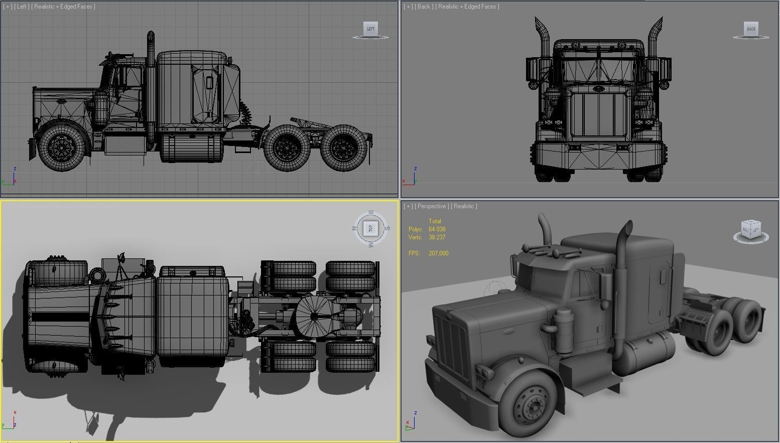 Peterbilt 359 refrigerated van trailer Low-poly 3D model_54