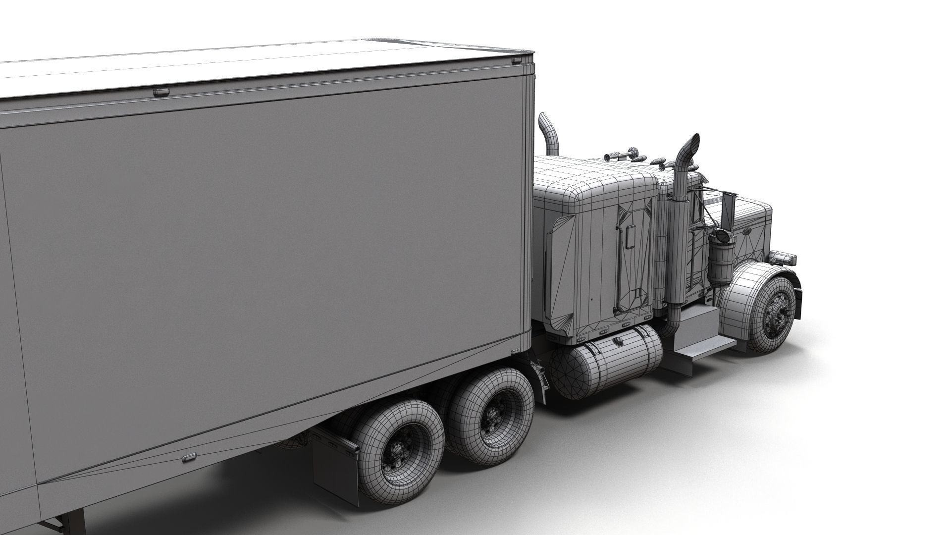 Peterbilt 359 refrigerated van trailer Low-poly 3D model_15