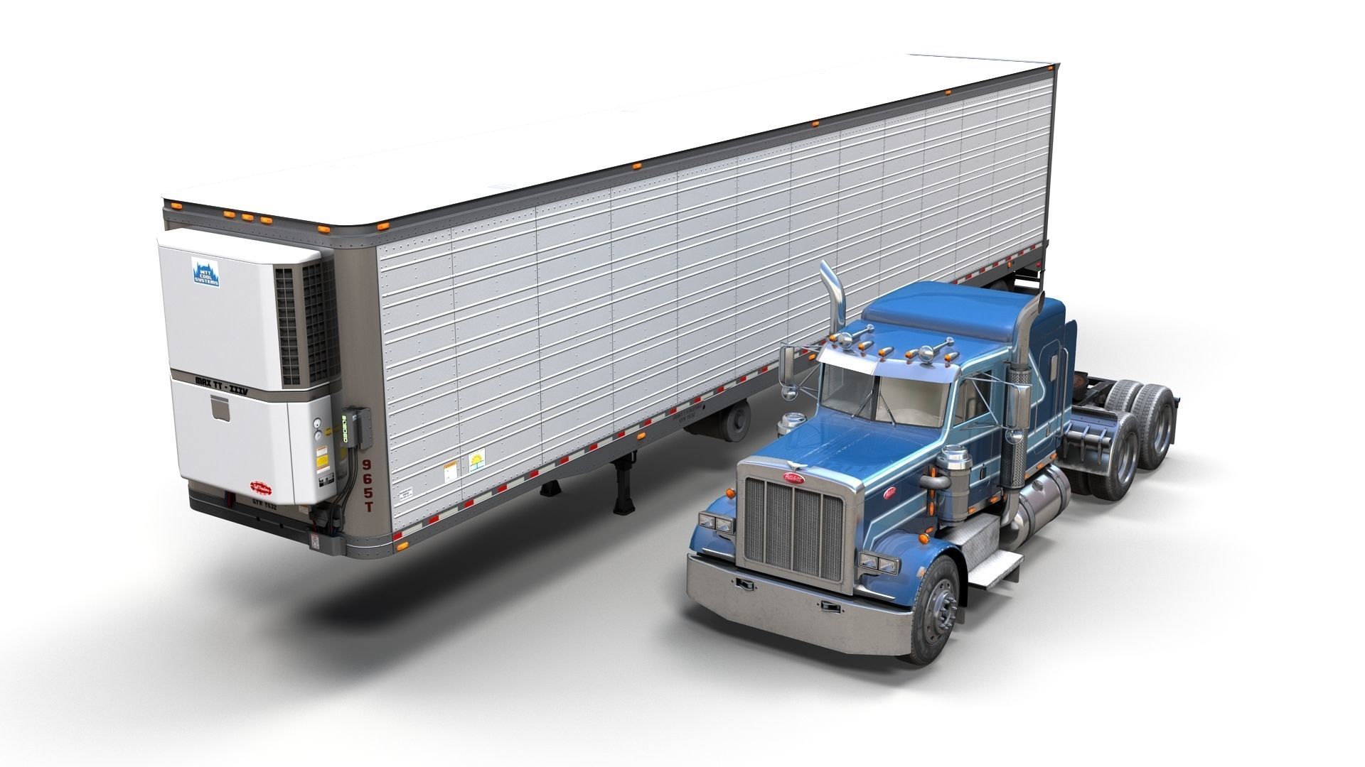 Peterbilt 359 refrigerated van trailer Low-poly 3D model_3