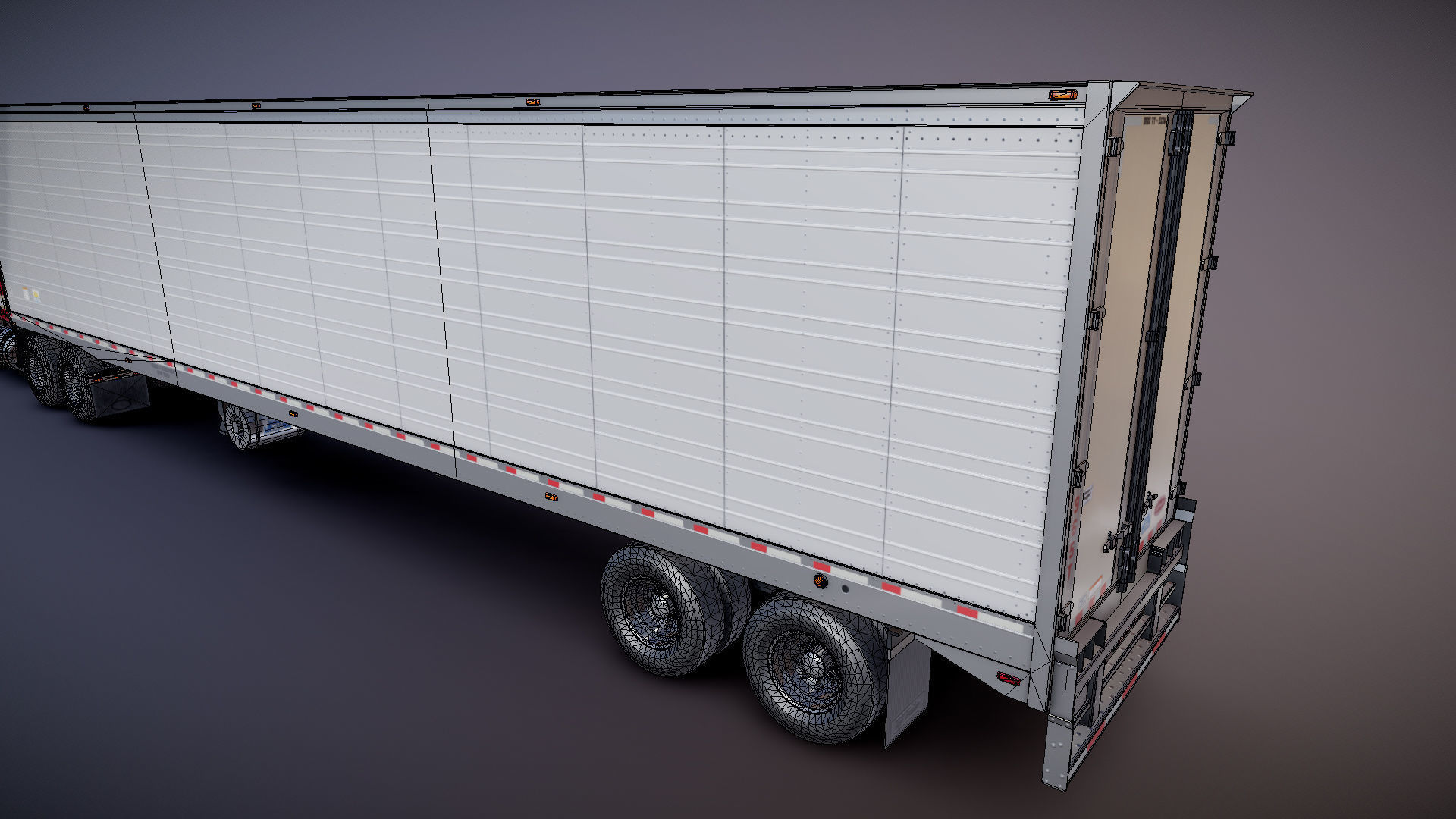 Peterbilt 359 refrigerated van trailer Low-poly 3D model_34