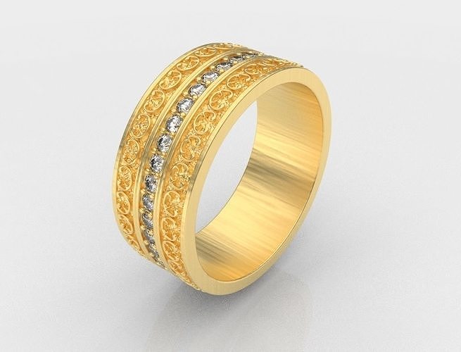 ring female gem stone gold 3D print model