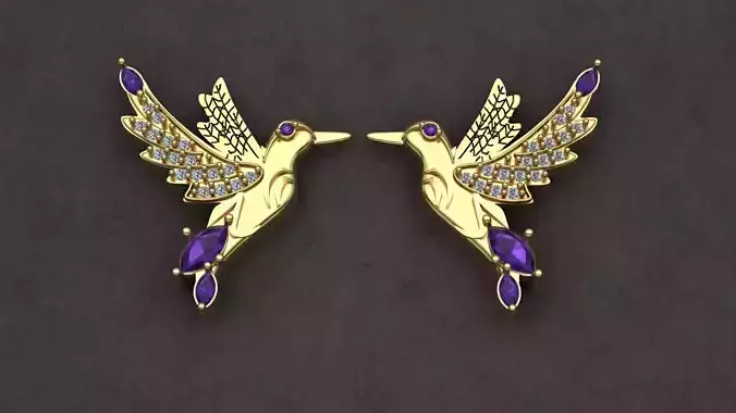 Earrings Or Pendant Hummingbird colibri pajaro bird 3D print model