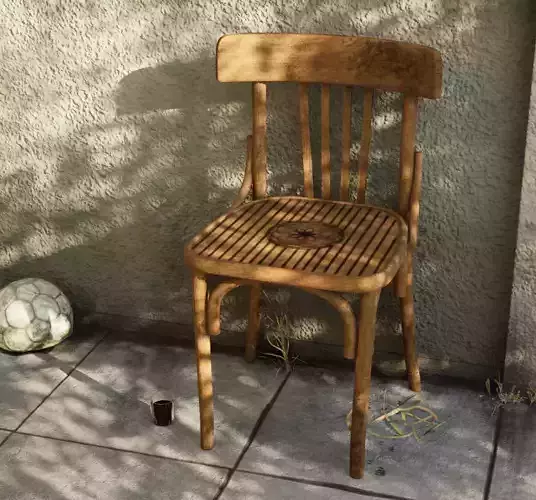 Wooden Chair Low-poly 3D model