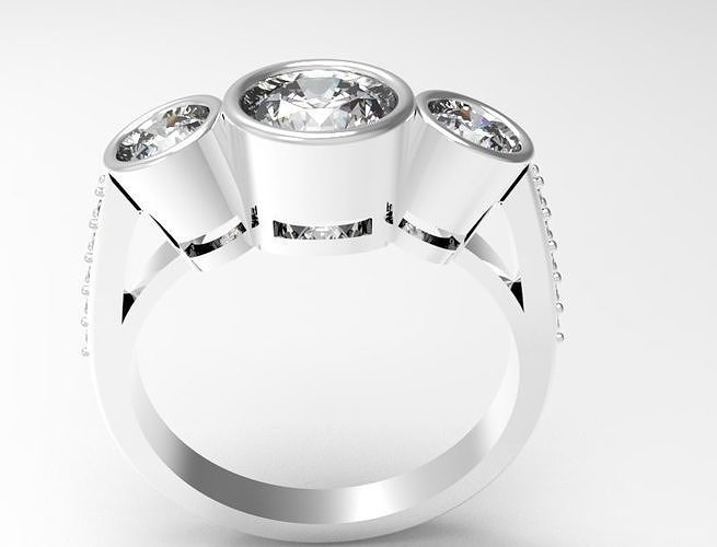 ring bezel gem stone gold  3D print model