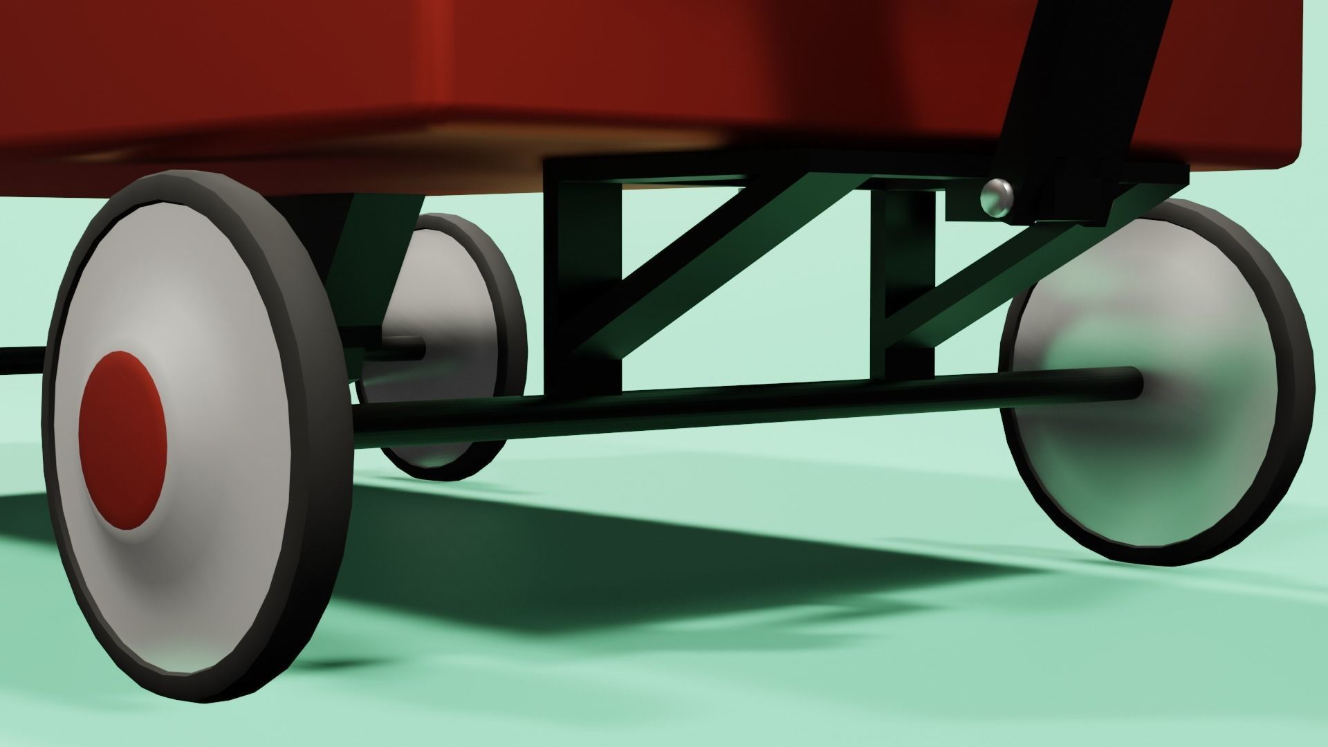 Children classic red wagon Free 3D model_4