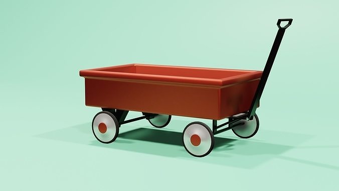 Children classic red wagon Free 3D model