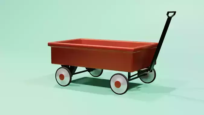 Children classic red wagon Free 3D model