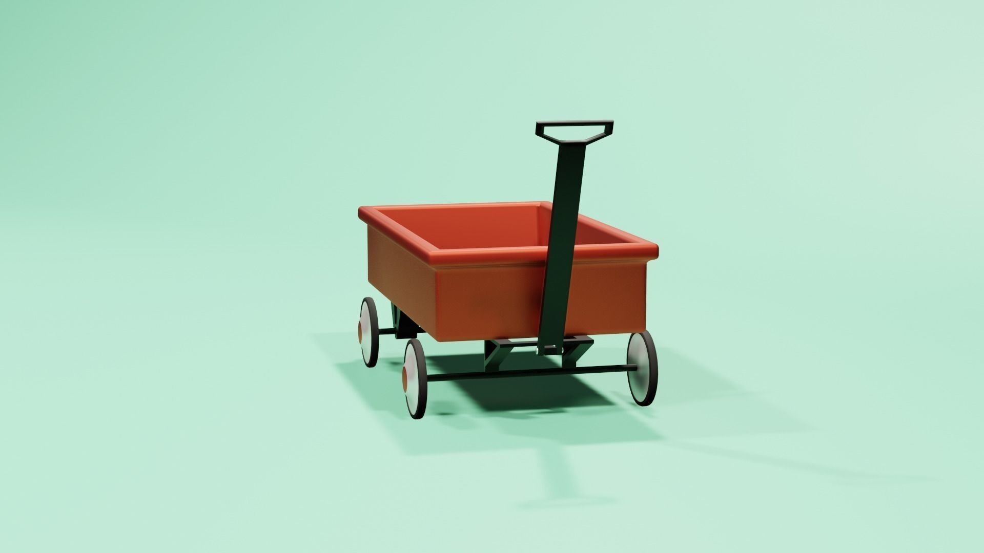 Children classic red wagon Free 3D model_3