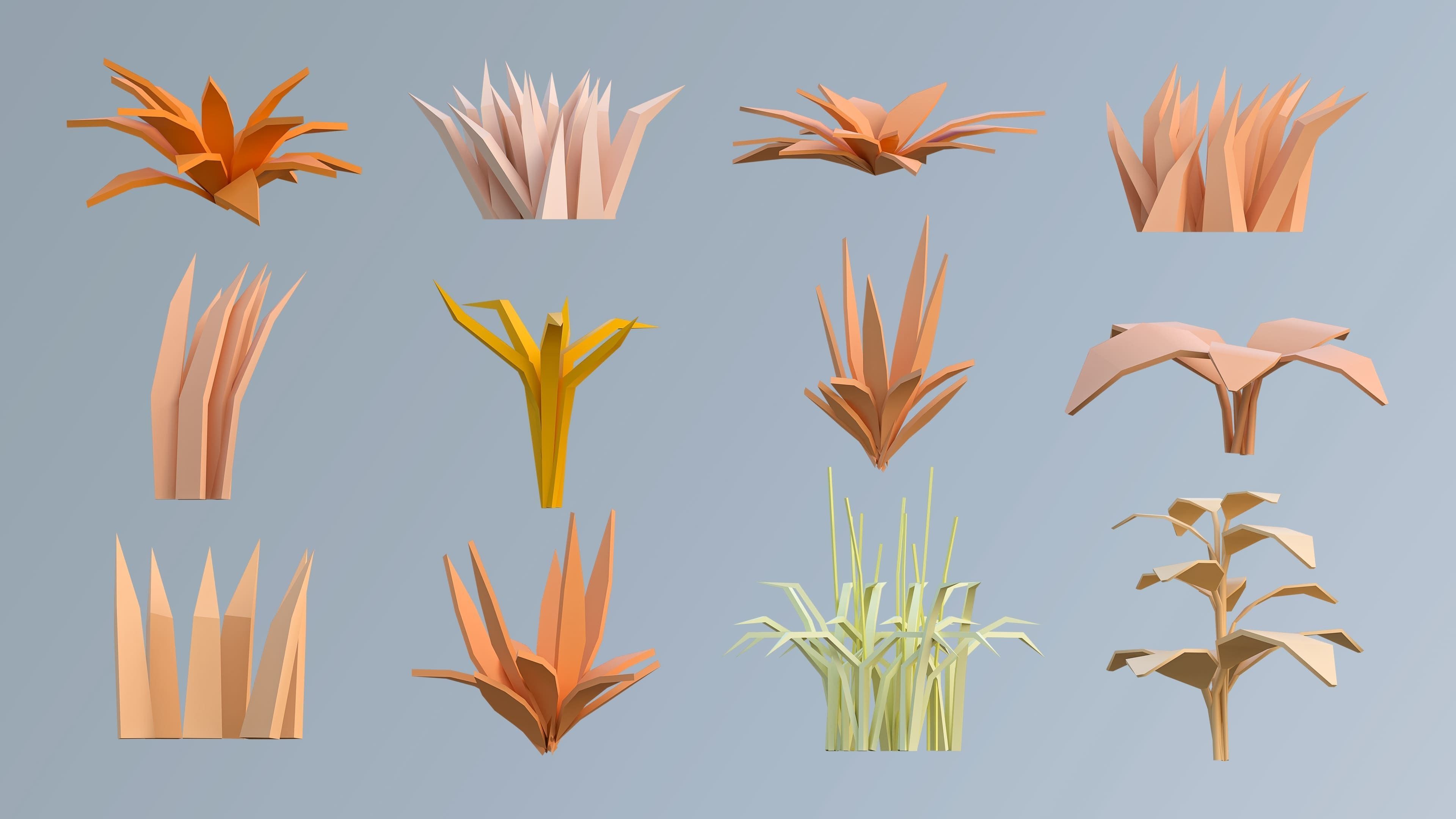 Vegetation Low-poly 3D model_18