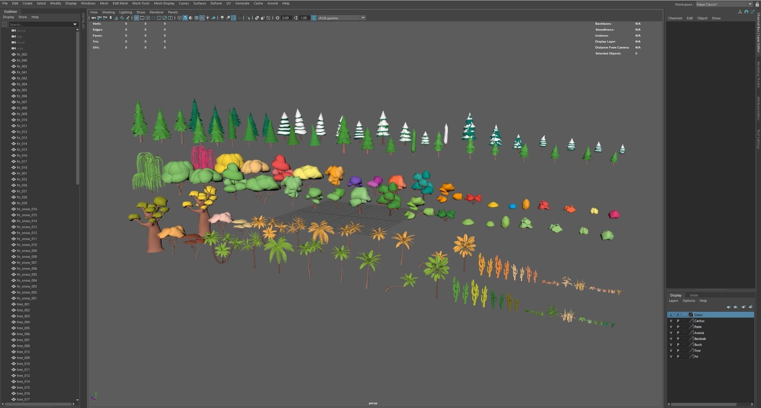 Vegetation Low-poly 3D model_25