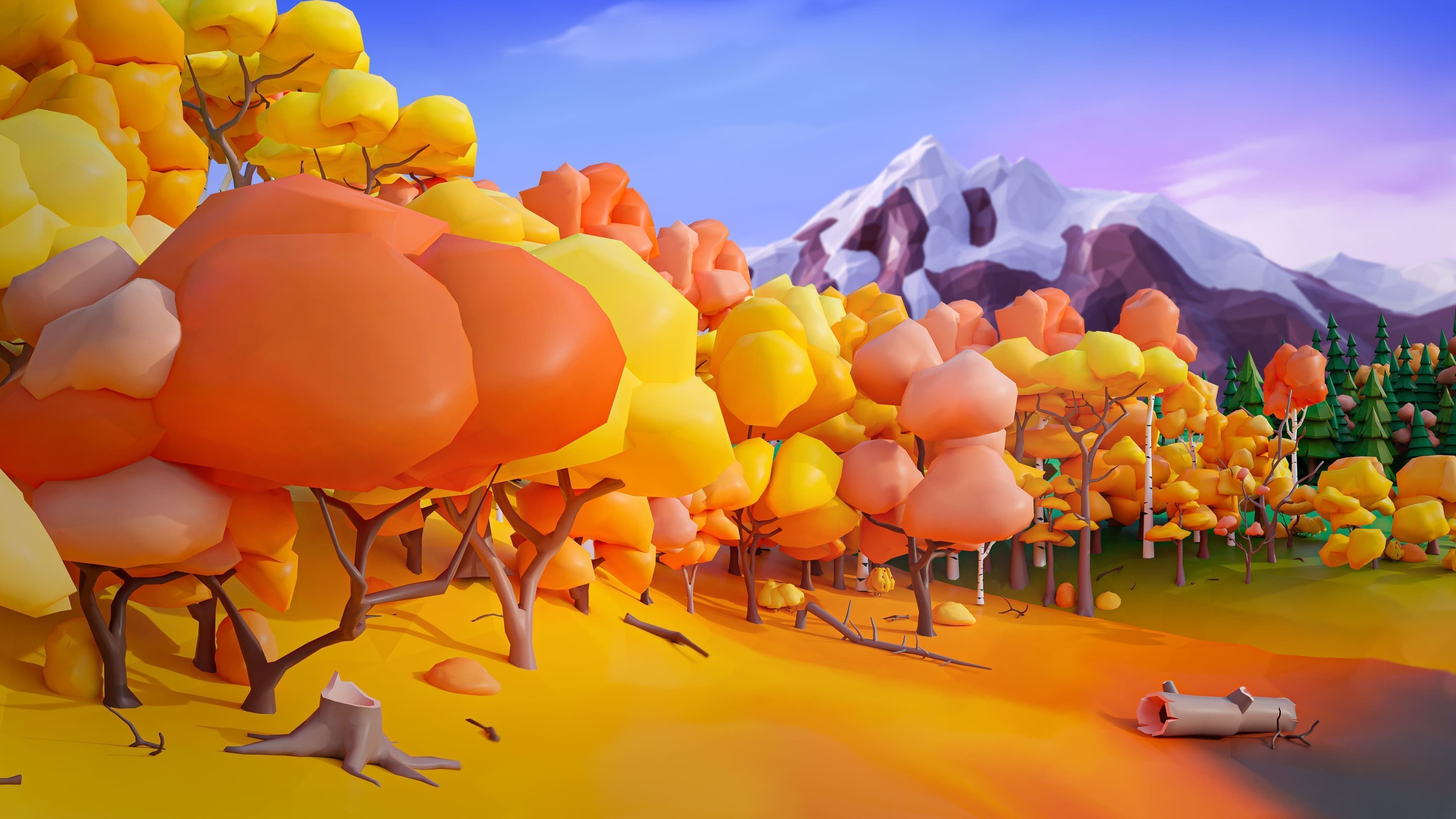 Vegetation Low-poly 3D model_2