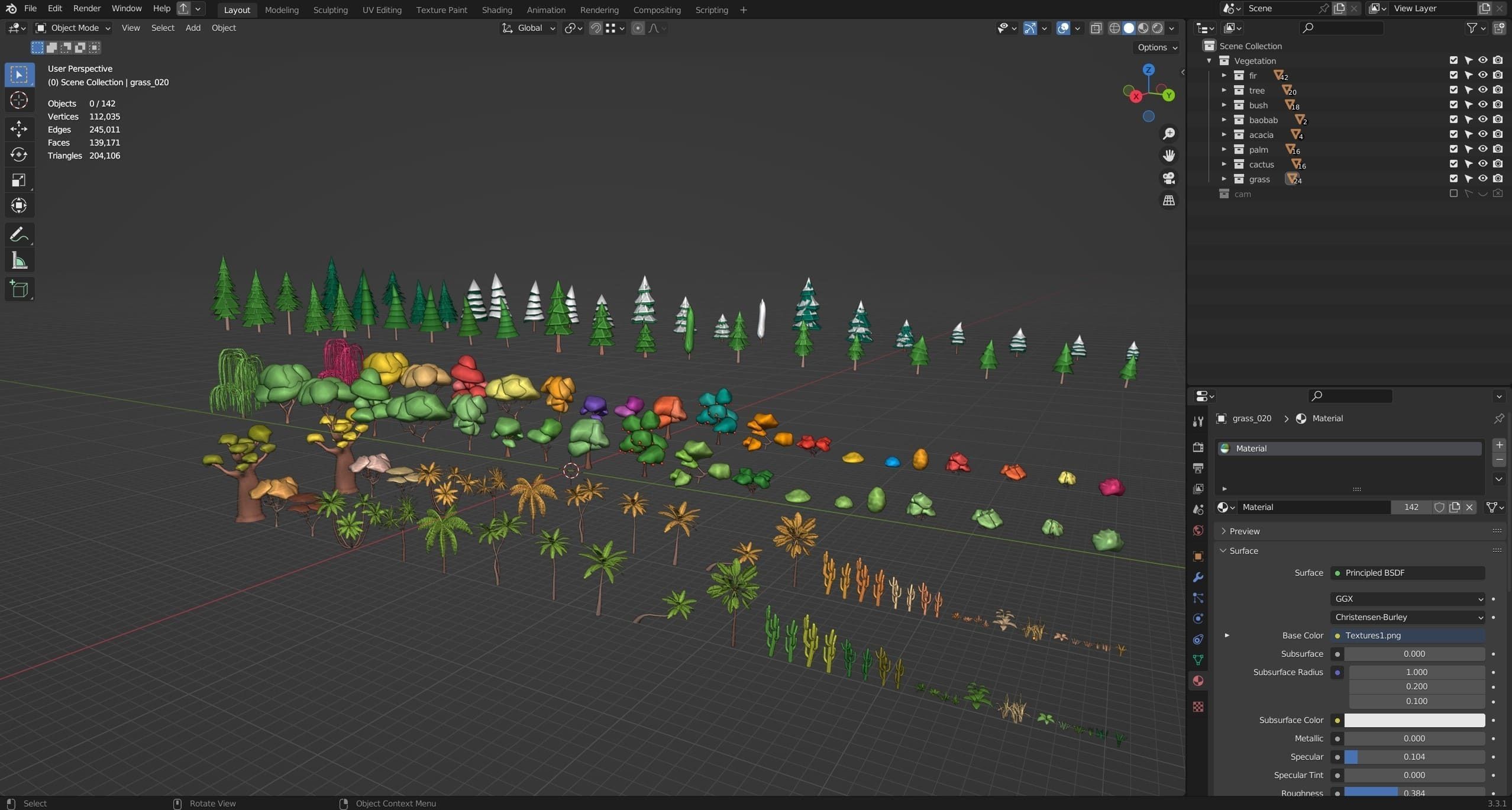 Vegetation Low-poly 3D model_23