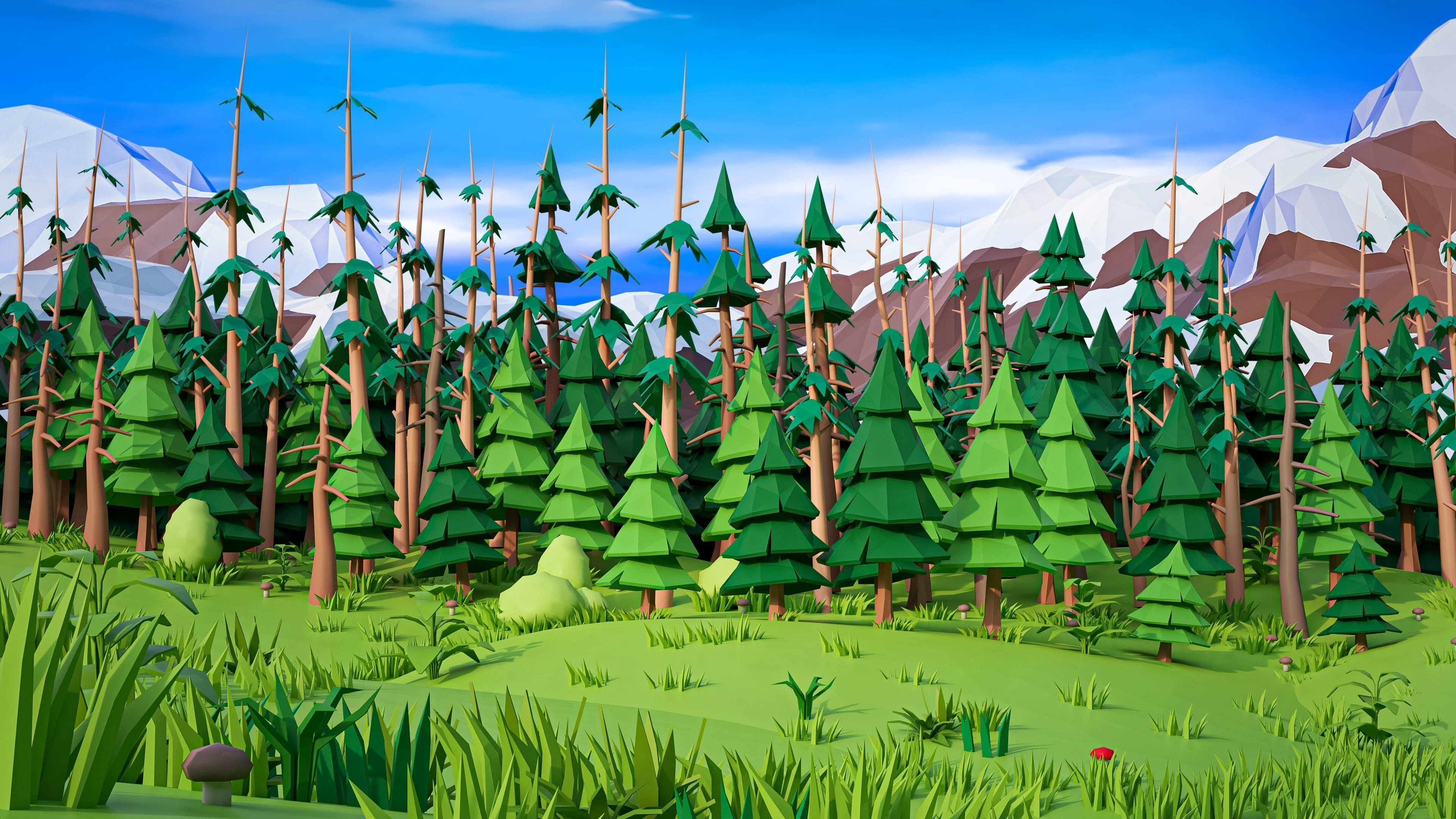 Vegetation Low-poly 3D model_4