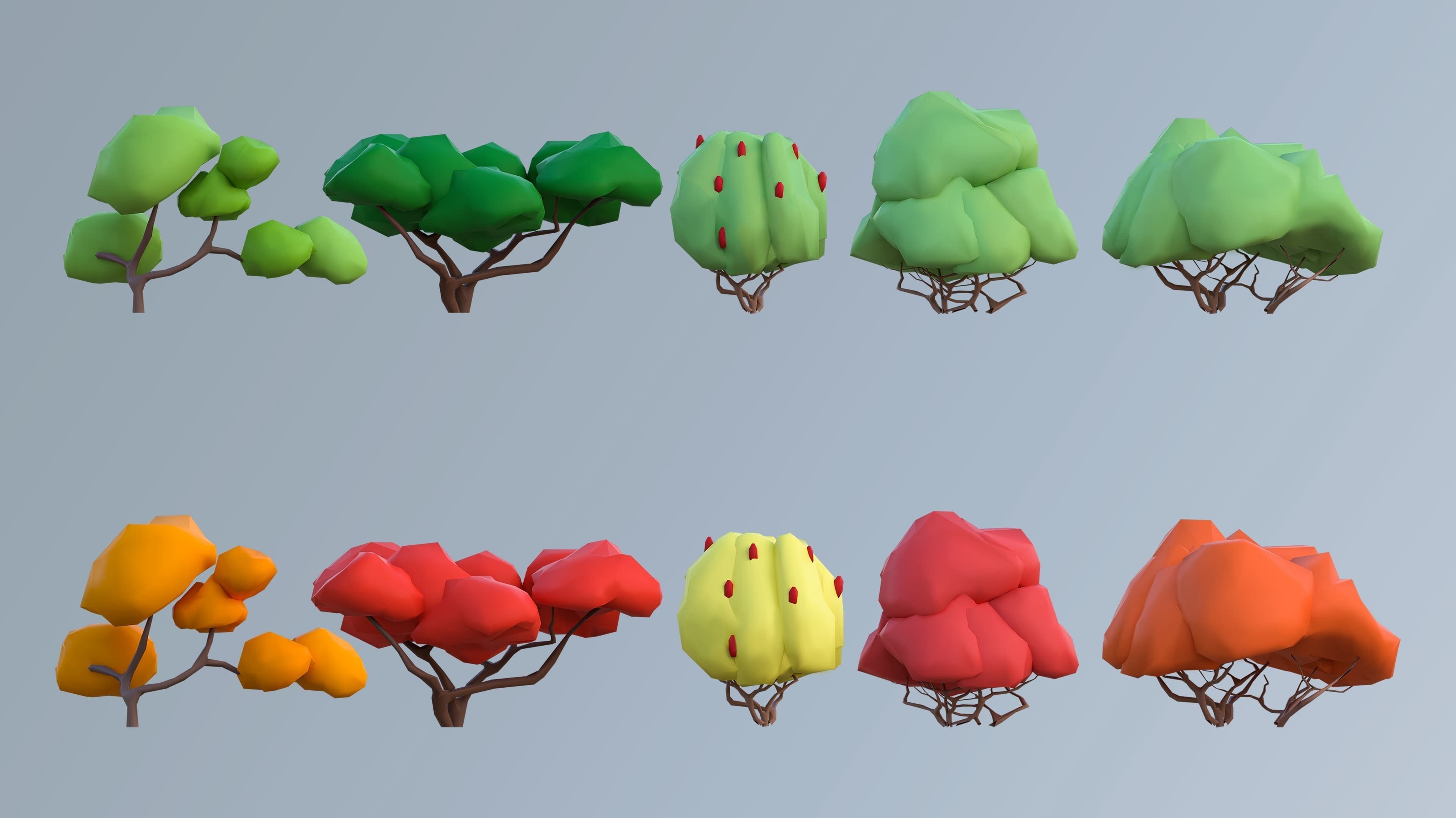 Vegetation Low-poly 3D model_11