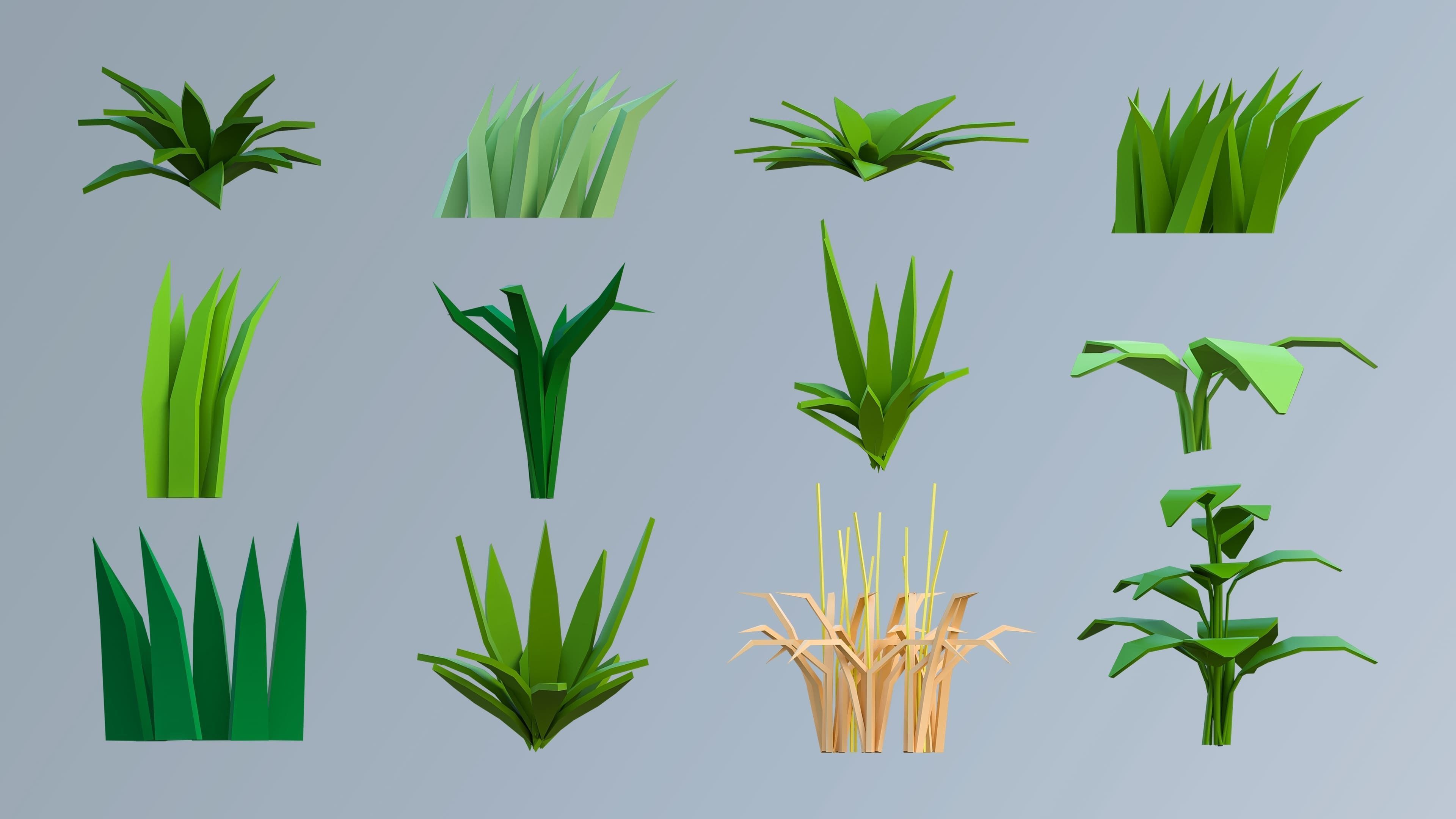 Vegetation Low-poly 3D model_17