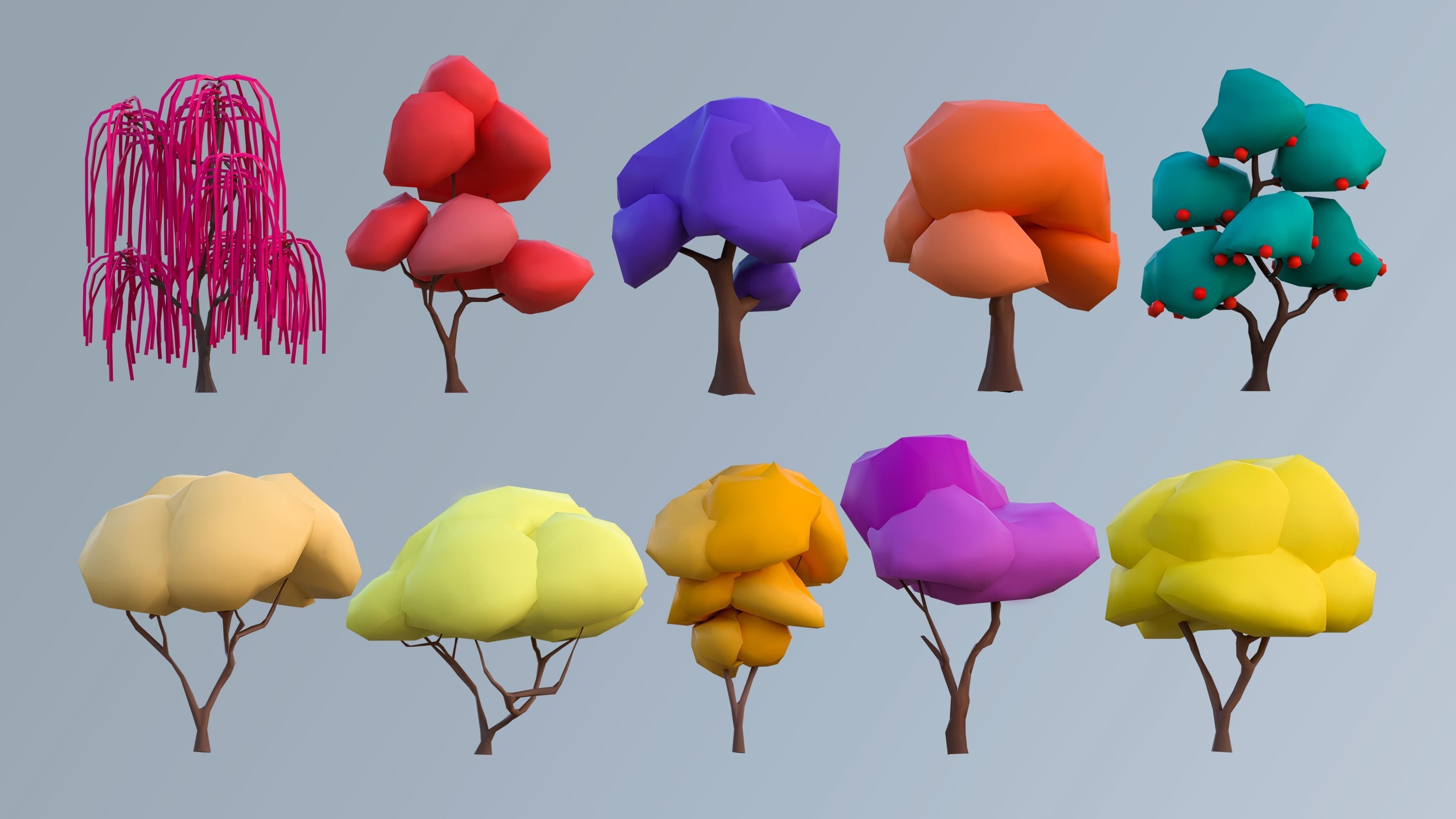 Vegetation Low-poly 3D model_6