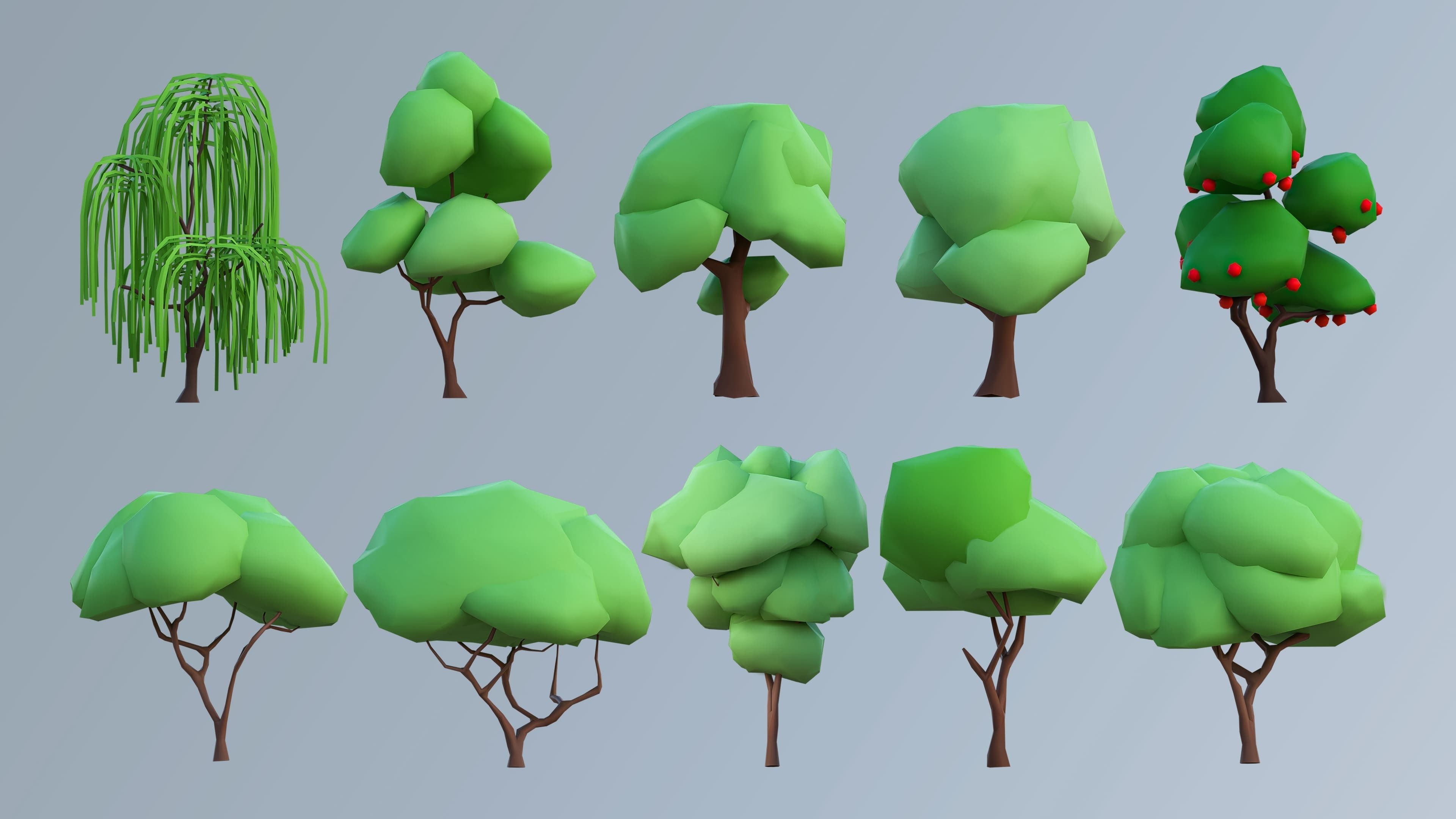 Vegetation Low-poly 3D model_8