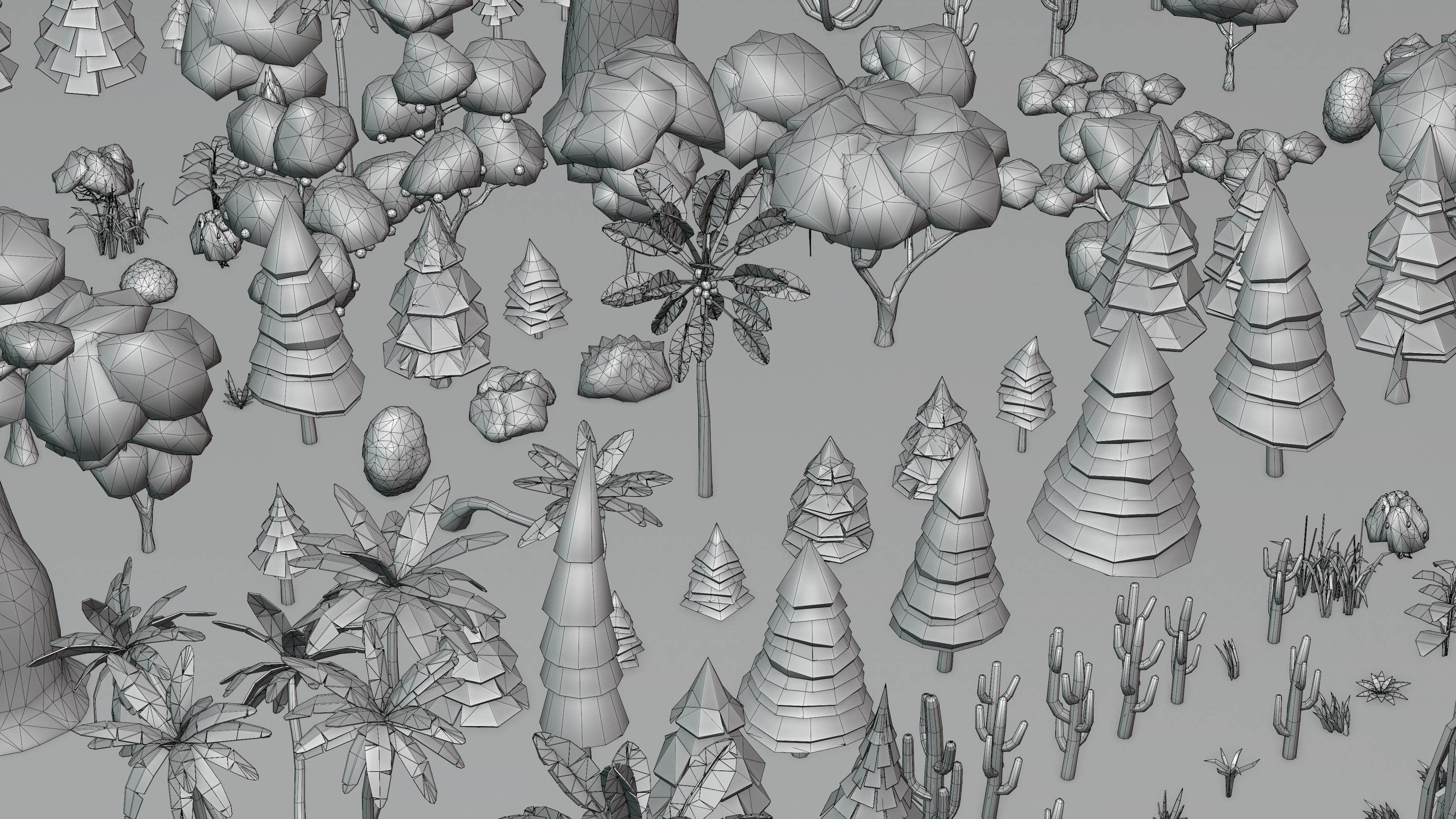 Vegetation Low-poly 3D model_22