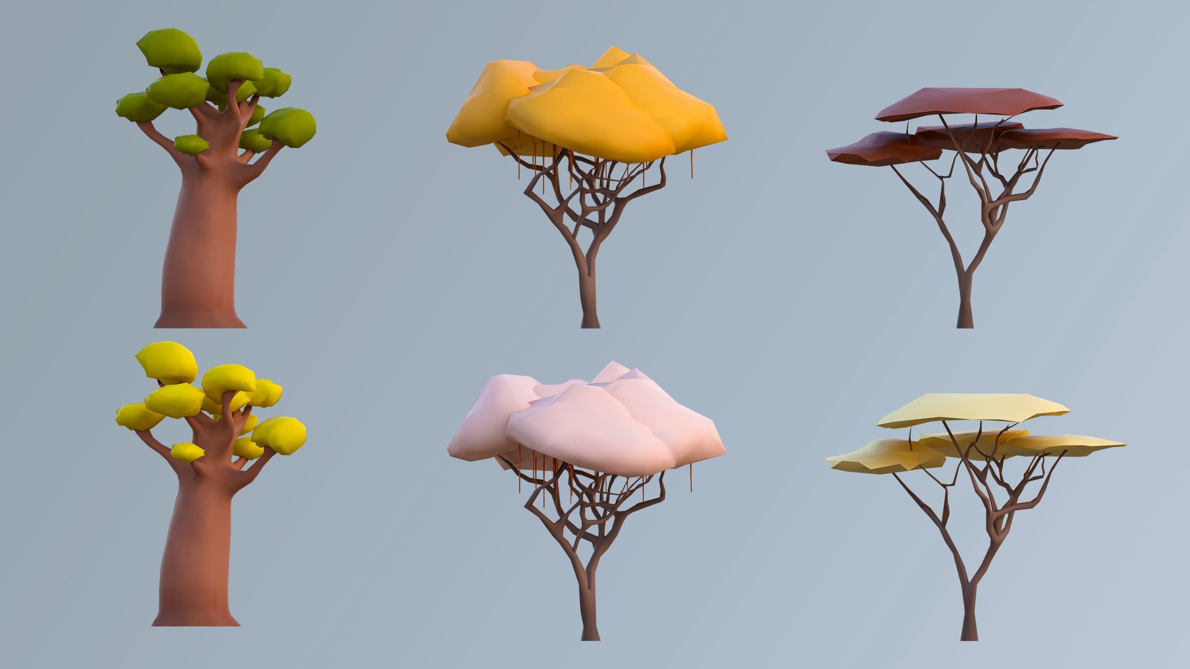 Vegetation Low-poly 3D model_7